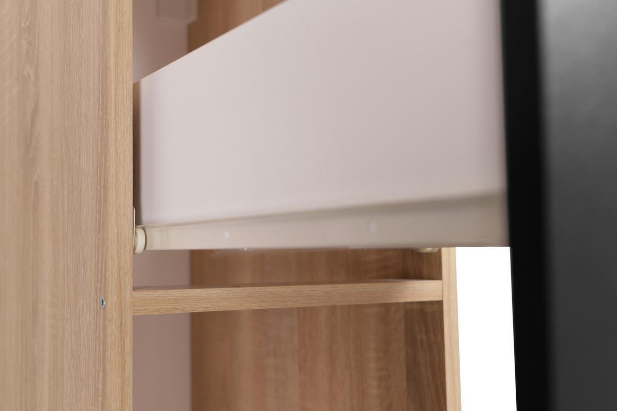 Izvlečna Omara Merle, Barva Hrasta, Črna - srebrne barve/črna, Basics, kovina/leseni material (30/144,8/60cm) - Respekta