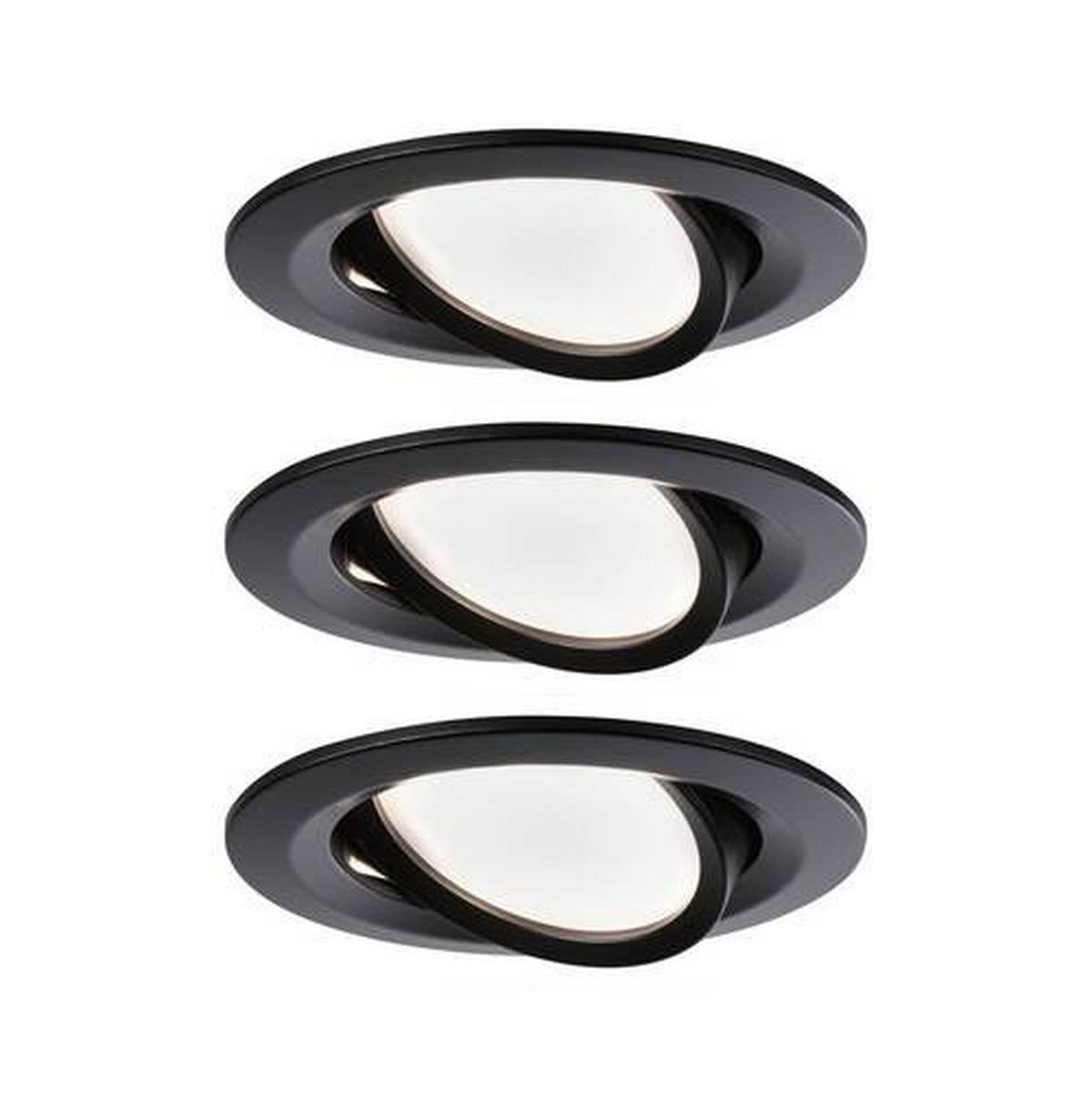 Deckenleuchte Nova max. 6,5 Watt, 3-teilig - Schwarz, Basics, Metall (8,4cm) - Paulmann