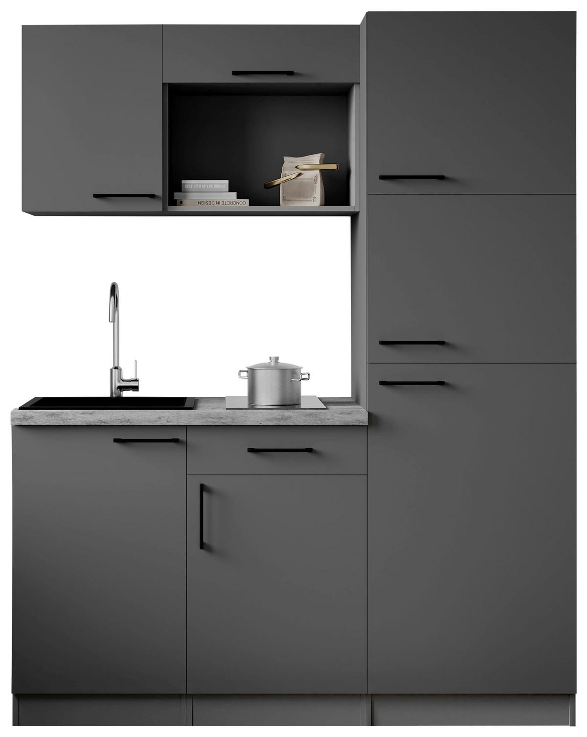 Küchenblock Oliver m. Geräten Grau - Grau, Trend, Holzwerkstoff/Metall (160cm) - Respekta