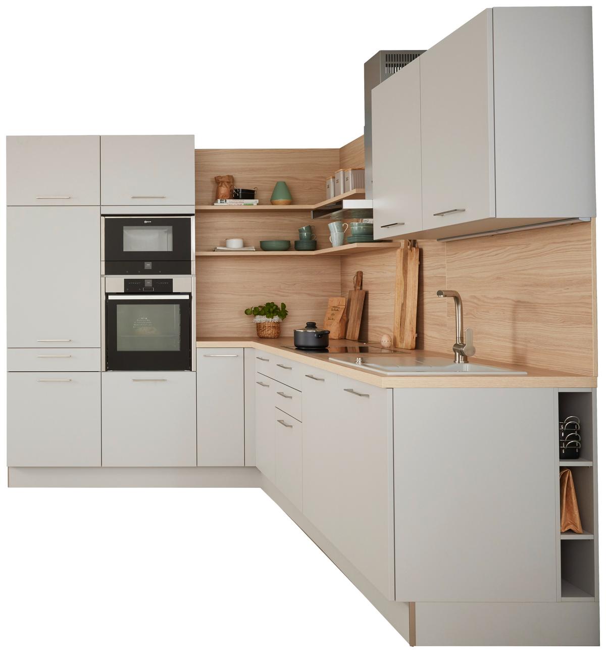 Kuhinja Po Meri Manhattan Uni - platinaste barve/srebrne barve, Moderno, leseni material (230/295cm) - Nolte Küchen