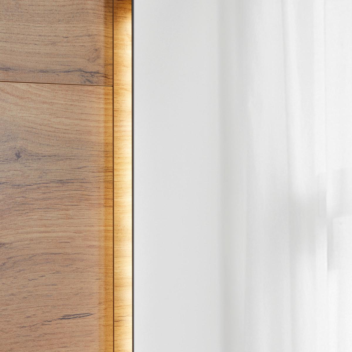 Garderobenpaneel in Eichefarben - Eichefarben/Eiche Wotan, Konventionell, Glas/Holzwerkstoff (126/163/30cm) - Mömax