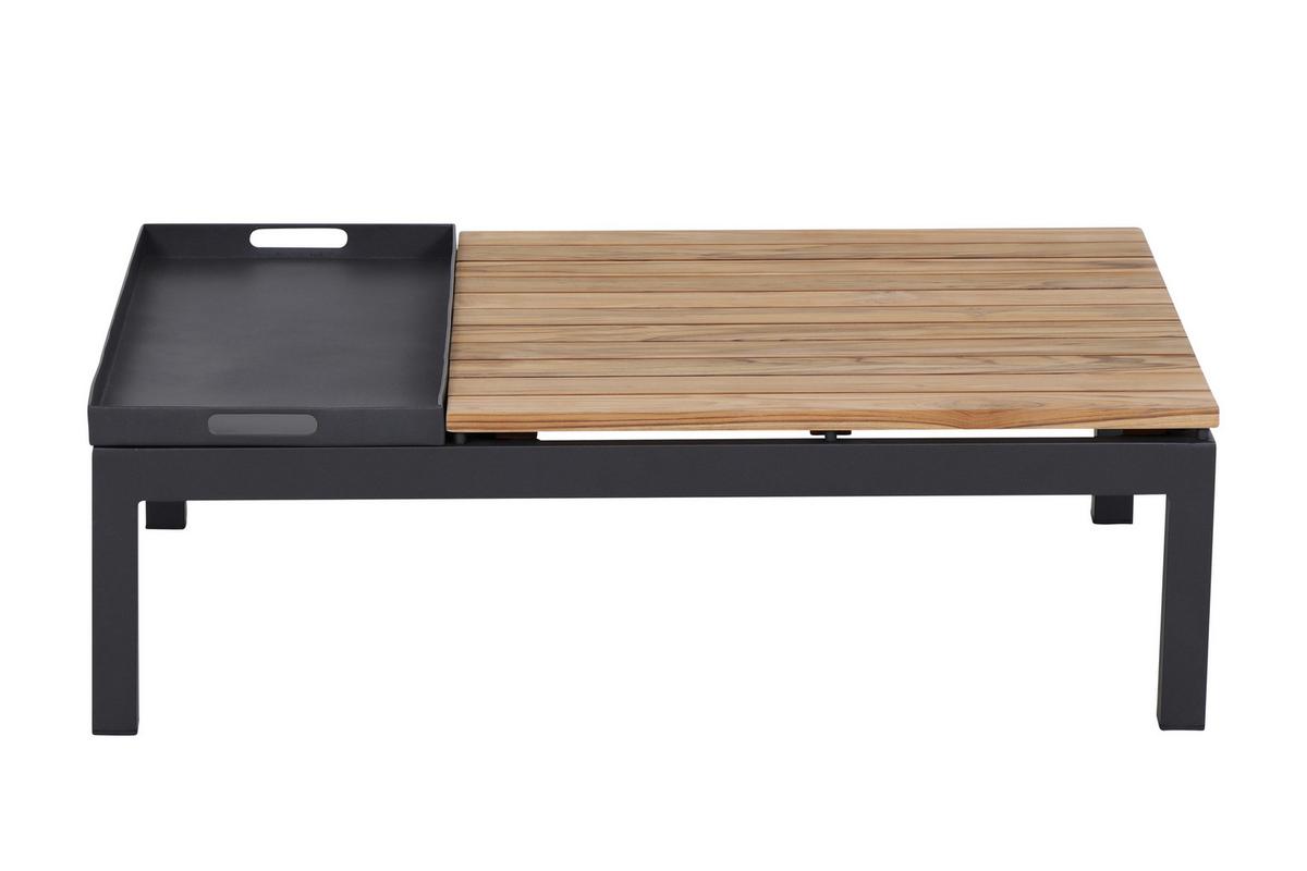 Modul-Loungegarnitur 4-tlg. Grau Teakholz - Anthrazit/Grau, KONVENTIONELL, Holz/Textil (252/84/252cm) - Siena Garden