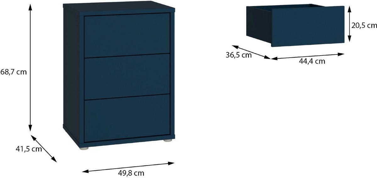 Nočna Omarica Alice, Temno Modra - srebrne barve/temno modra, Trend, umetna masa/leseni material (50/69/42cm) - Carryhome