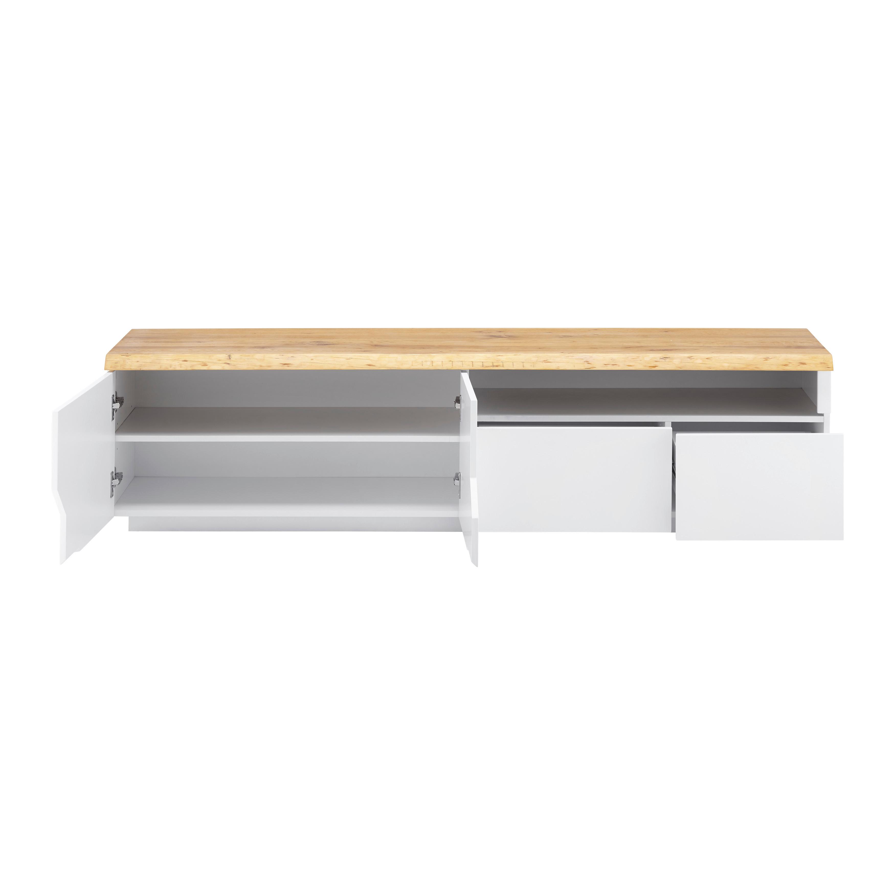 MEDIABÄNK CARLOS - vit/ekfärgad, Modern, trä (180/46,5/42cm) - Bessagi Home