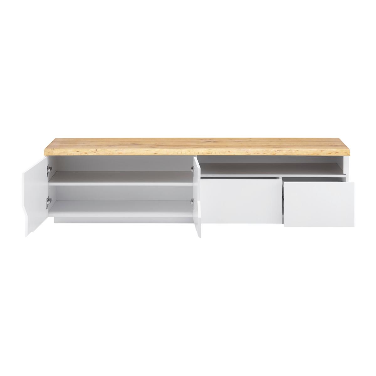 Lowboard Carlos Eichefarben/Weiß Echtholz - Eichefarben/Weiß, MODERN, Holz (180/46,5/42cm) - Bessagi Home