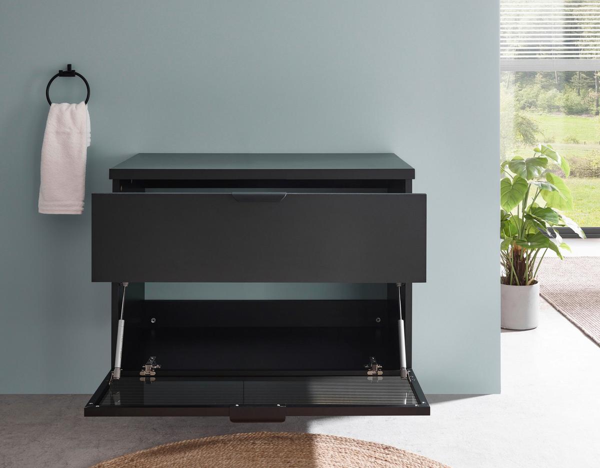 Mosdó Alatti Szekrény Diosa - fekete, Konventionell, faalapú anyag/üveg (80/55/46cm) - home24