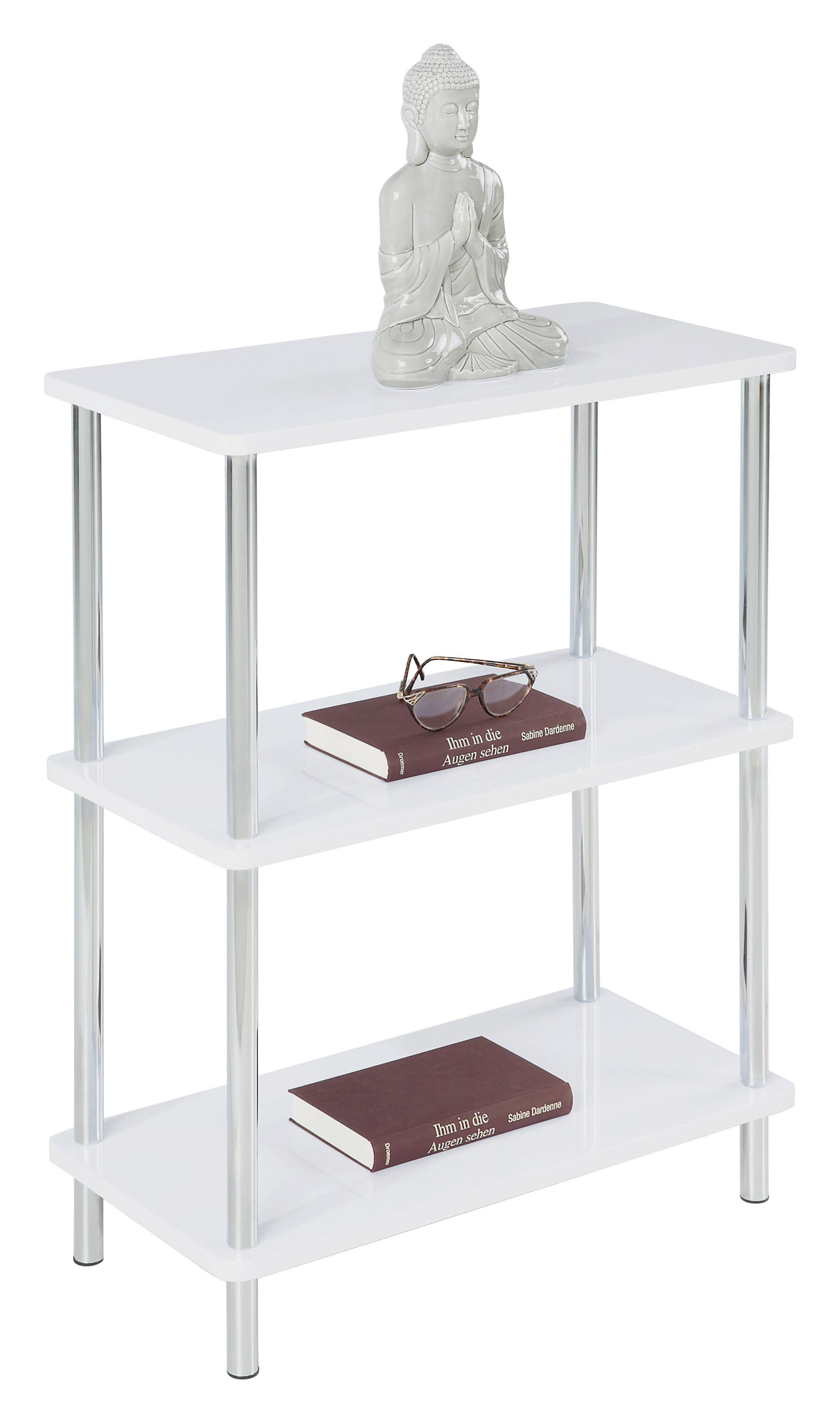 Etajeră Tim - alb/culoare crom, Modern, metal/material pe bază de lemn (60/83/30cm) - Modern Living