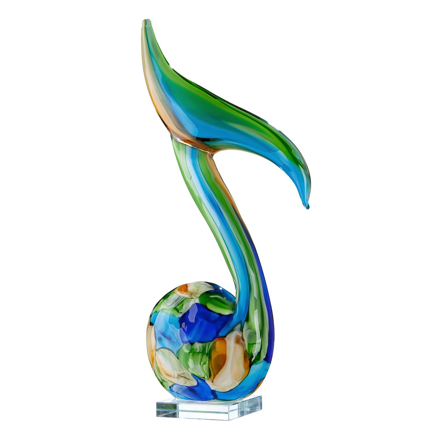 Skulptur Glass Art Blau/Braun/Grün - Blau/Braun, Basics, Glas (23/50/10cm)