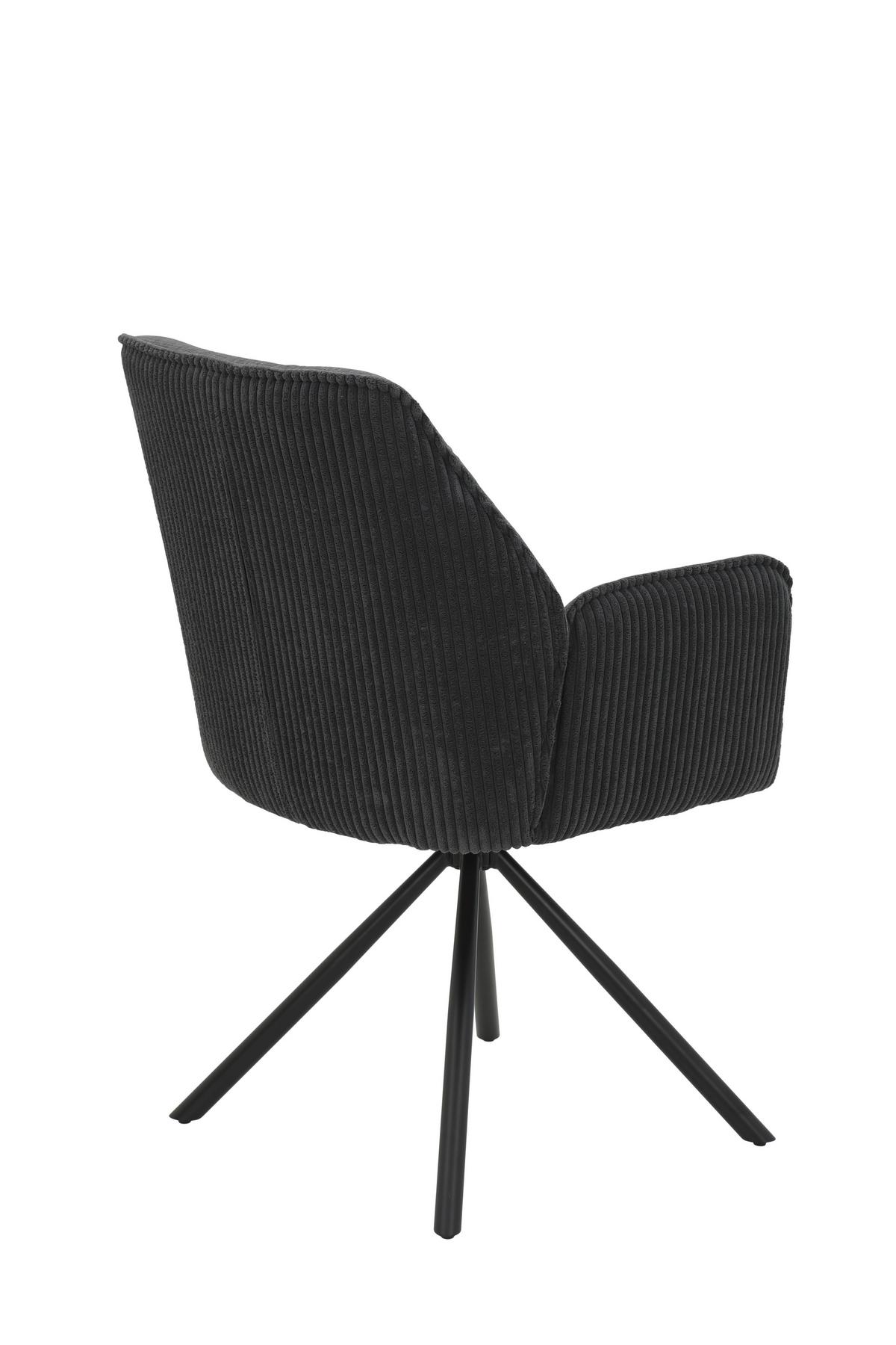 Armlehnstuhl-Set Inge 2er-Set Cord Anthrazit - Anthrazit/Schwarz, MODERN, Textil/Metall (58/88/63cm) - MID.YOU