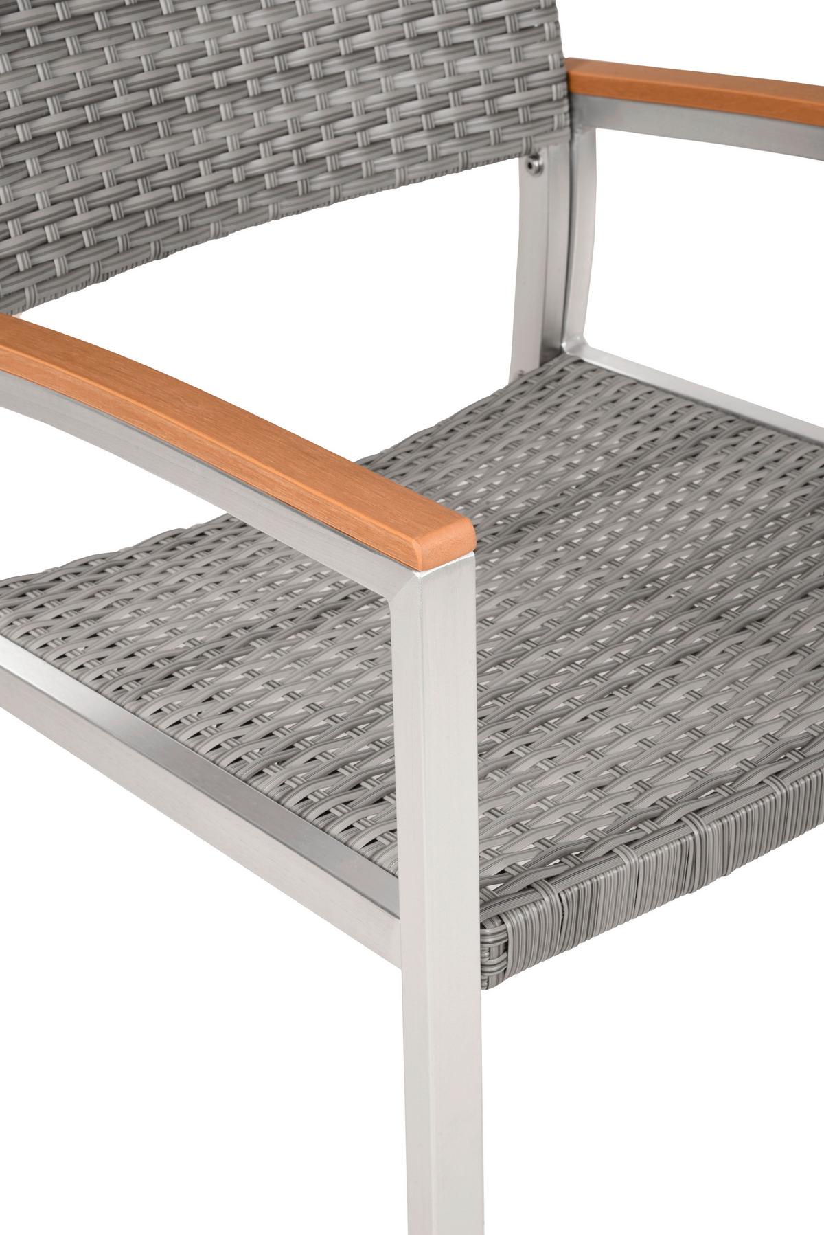 Gartenstuhl-Set Livorno Braun, 2er Set - Silberfarben/Hellgrau, MODERN, Kunststoff/Metall (60/84/55cm) - Gardenson