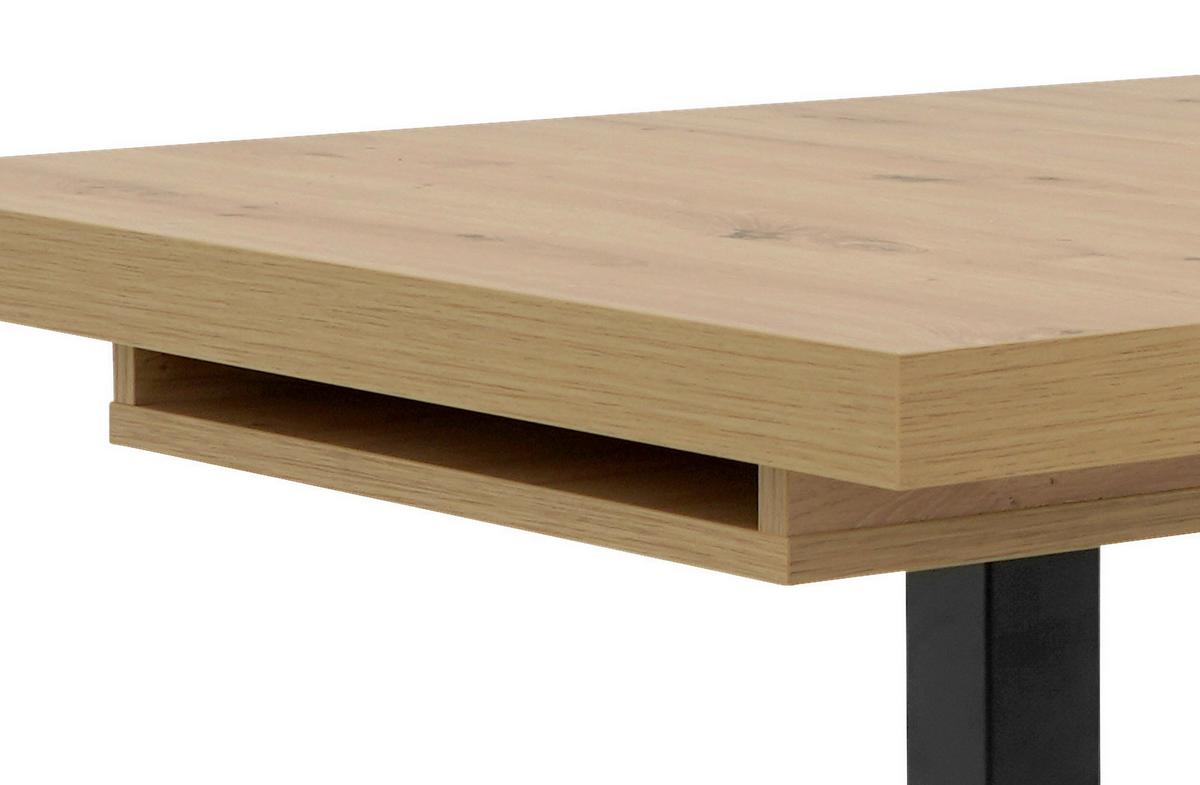 Raztegljiva Jedilna Miza Quadrato, 120-200x80cm - črna/hrast artisan, Konvencionalno, kovina/leseni material (120-200/80/74cm) - MID.YOU