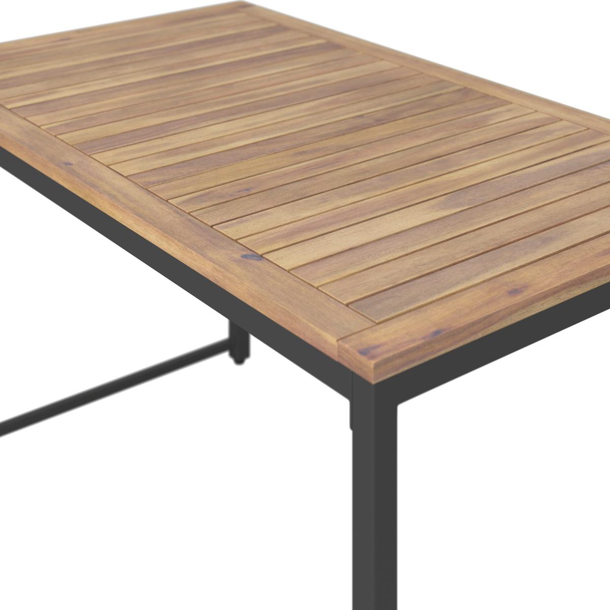 STÓŁ OGRODOWY ARGOS - kolor naturalny/czarny, Modern, metal/drewno (120/65/70cm) - Ambia Garden