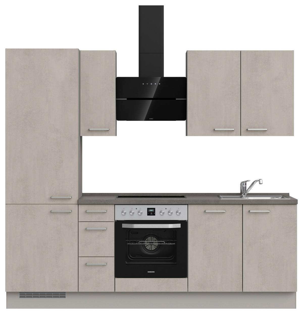 Küchenblock Riva High m. Geräten Grau - Schieferfarben/Edelstahlfarben, MODERN, Holzwerkstoff/Metall (240cm) - Nobilia