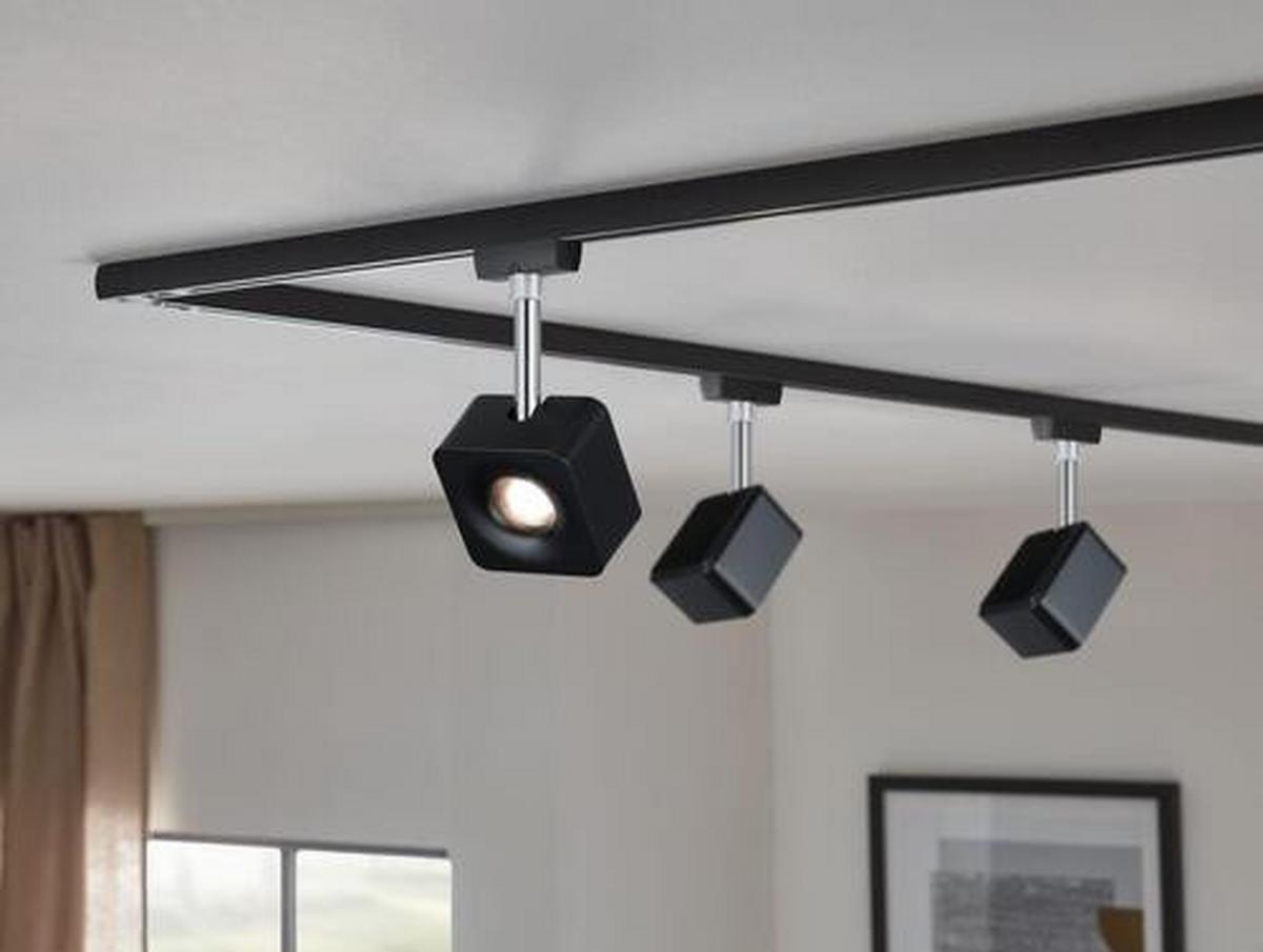 LED-Deckenleuchte Urail Spot Cube max. 8 Watt - Chromfarben/Schwarz, Design, Kunststoff/Metall (7,7/16,5/4,7cm) - Paulmann