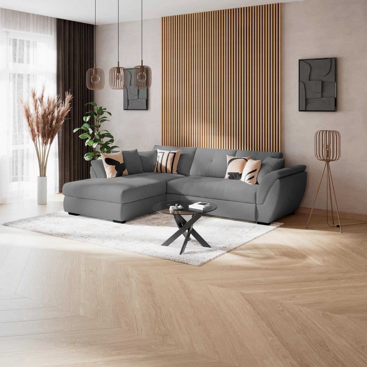 Kutna Garnitura Berisso - crna/antracit, Konvencionalno, tekstil/plastika (187/278cm) - Ondega