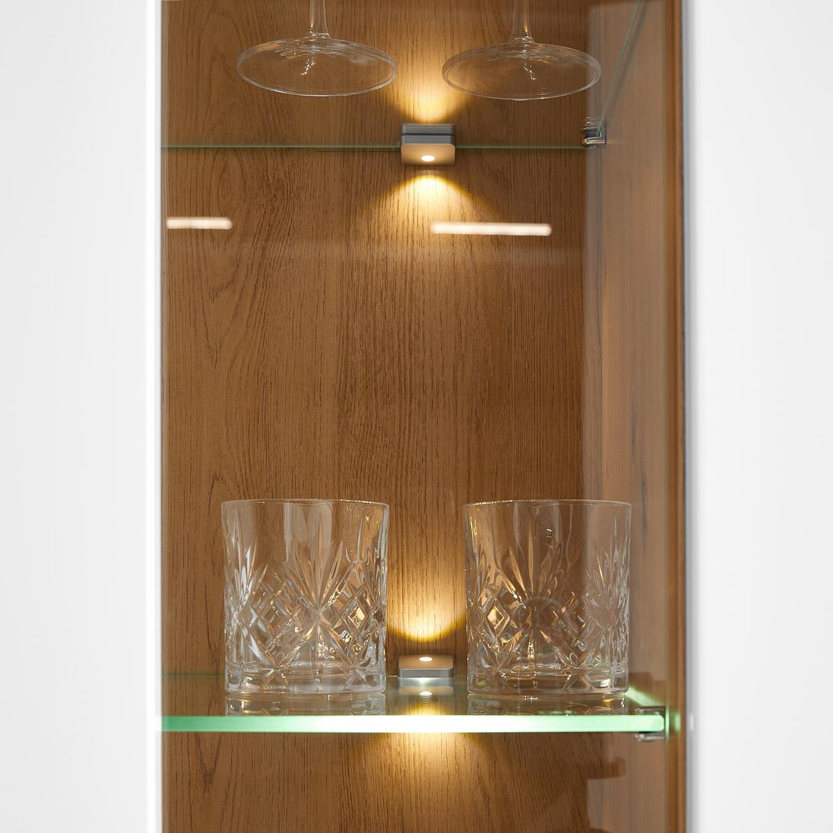 Vitrine Dallas Weiss/Eiche Artisan - Weiss/Schwarz, Modern, Holzwerkstoff (85/127/38cm) - Premium Living
