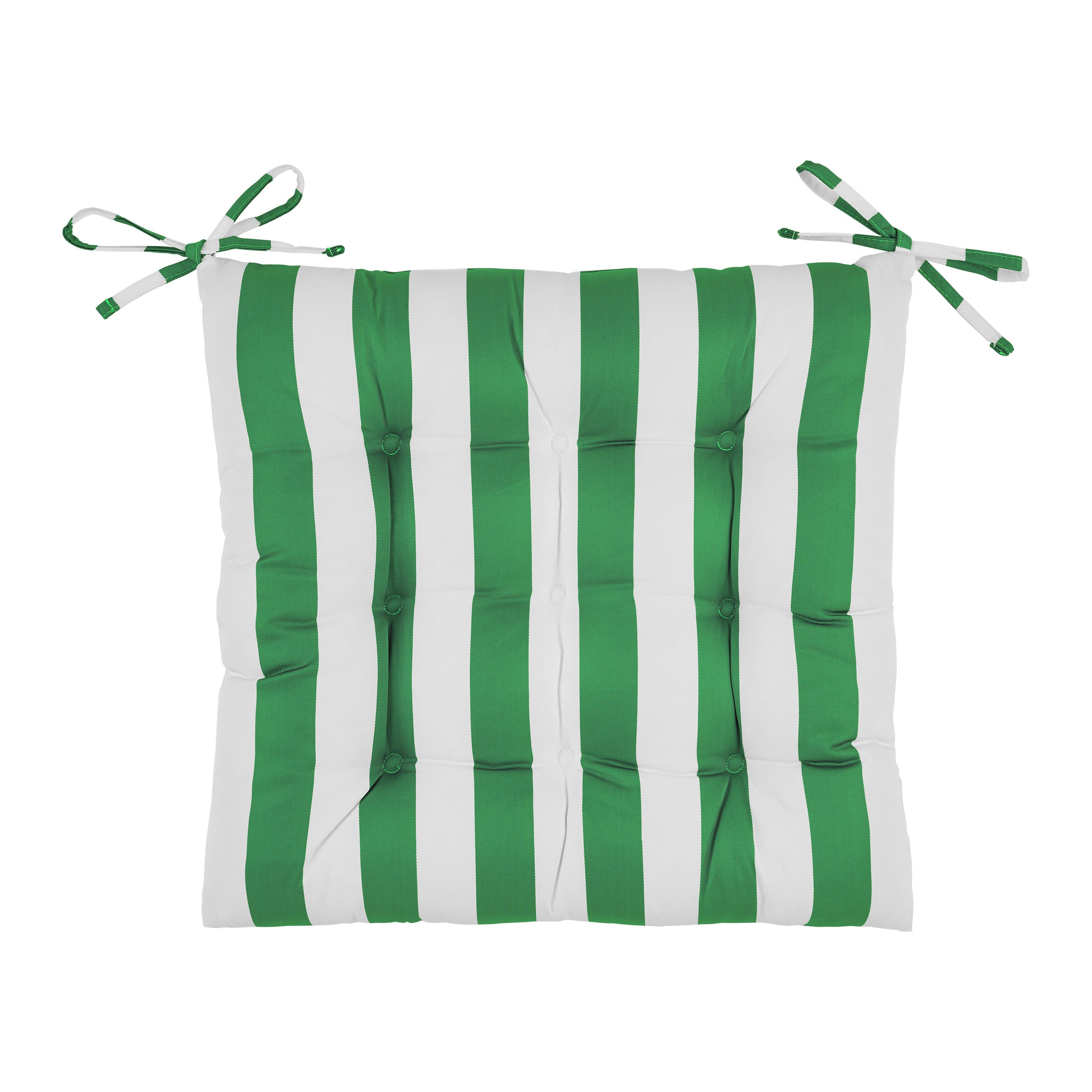Sitzkissen Amore Streif Grün/Weiß ca. 45x45cm - Weiß/Grün, Textil (45/45cm) - Mömax