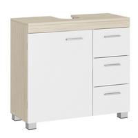 WASCHBECKENUNTERSCHRANK BBK503K01V1 - Silberfarben/Weiß, Trend, Holzwerkstoff/Kunststoff (70/64/30cm) - MID.YOU