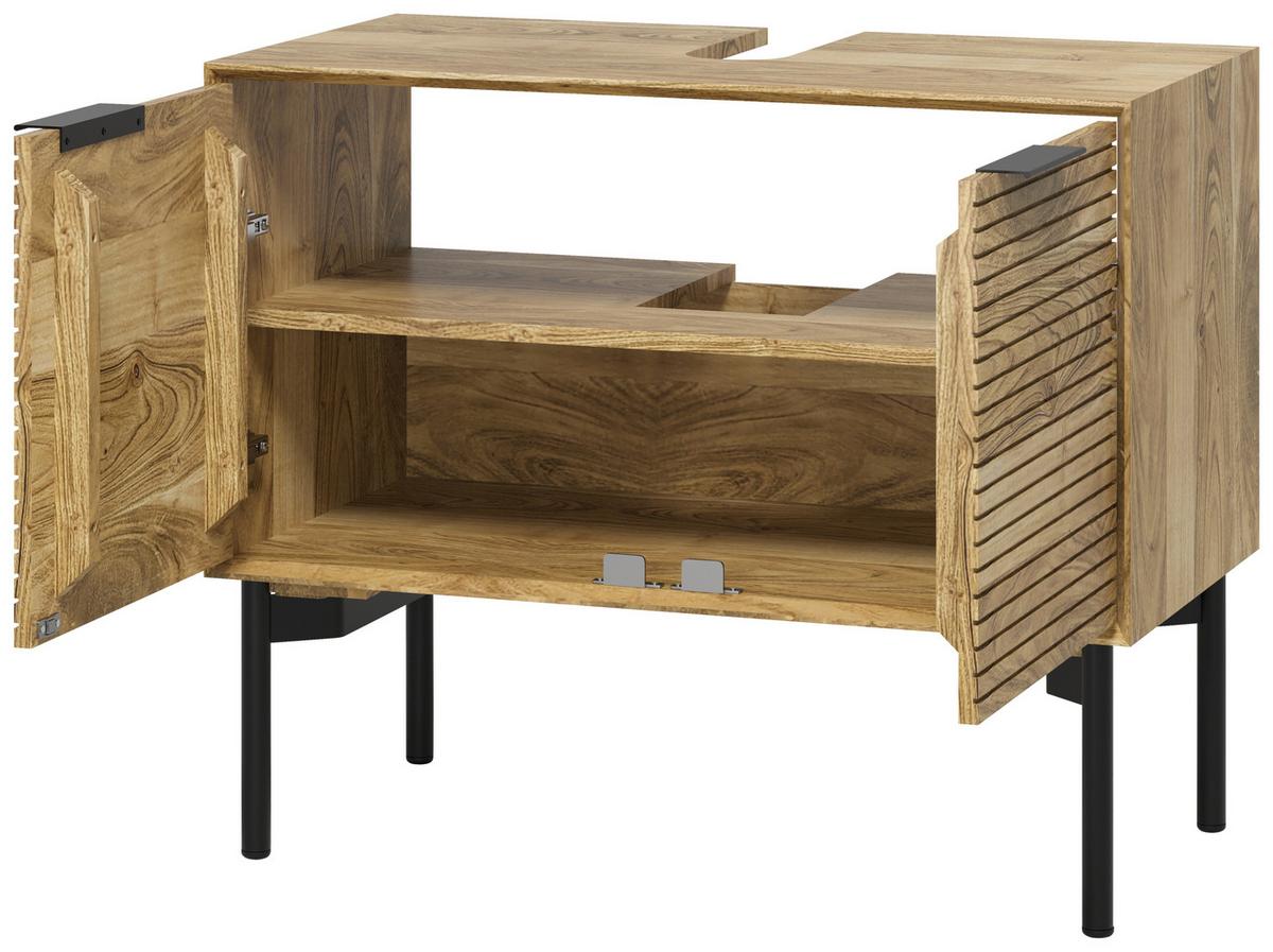 SZAFKA POD UMYWALKĘ FRAME - kolor naturalny/czarny, Natur, metal/drewno (80/66/42cm) - Livetastic