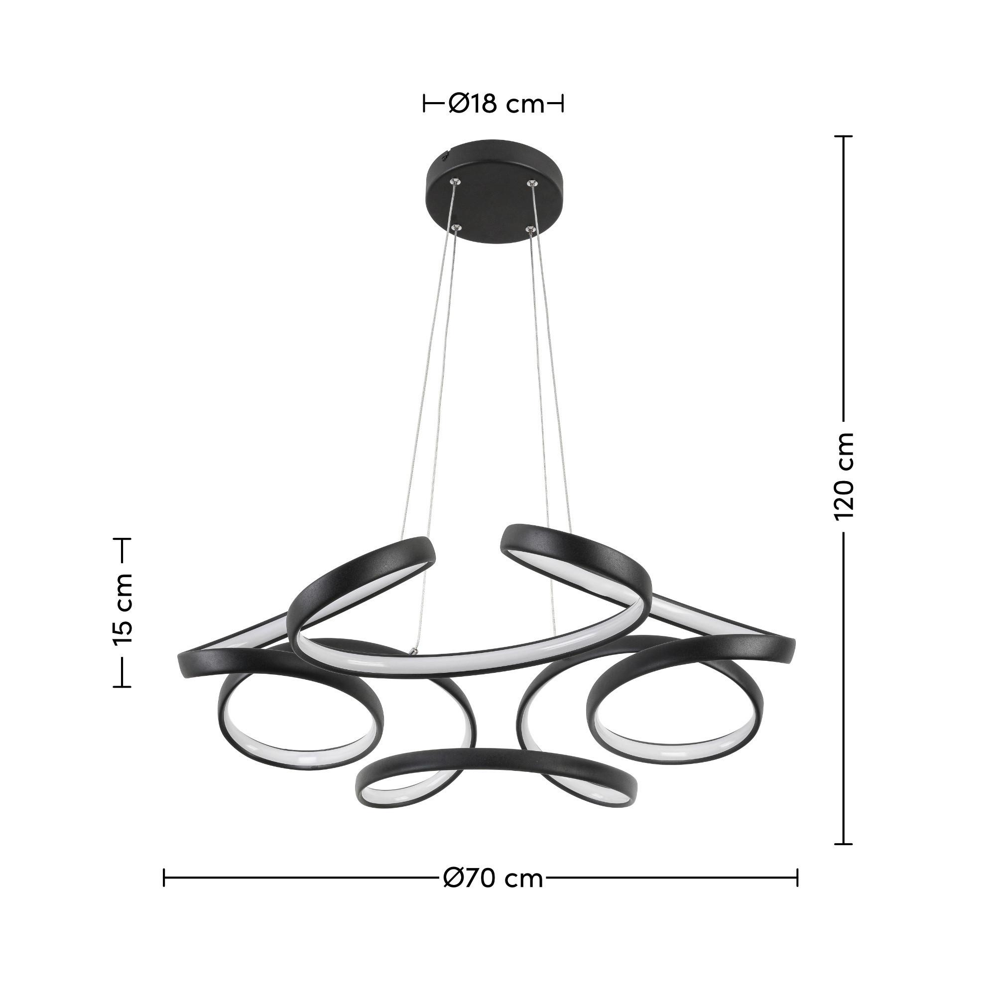 LED-HÄNGLAMPA CRONO -AKT- - svart, Romantik / Lanthus, metall/plast (70/70/120cm) - Premium Living