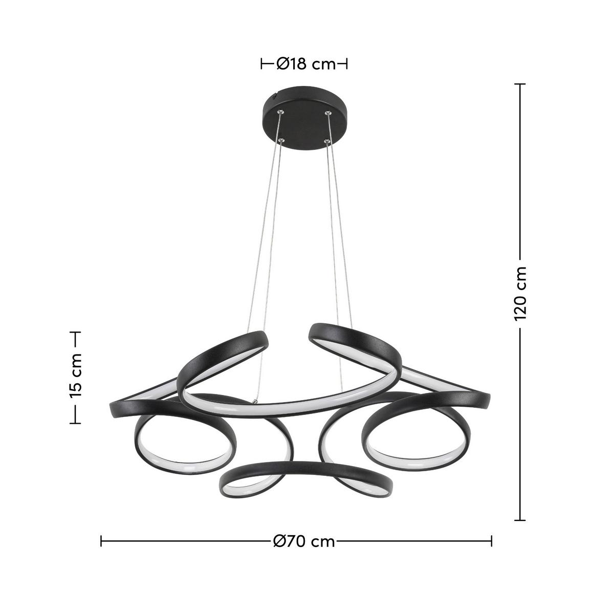 LED-Hängeleuchte Crono in Schwarz max. 24 Watt - Schwarz, Romantik / Landhaus, Kunststoff/Metall (70qm) - Premium Living