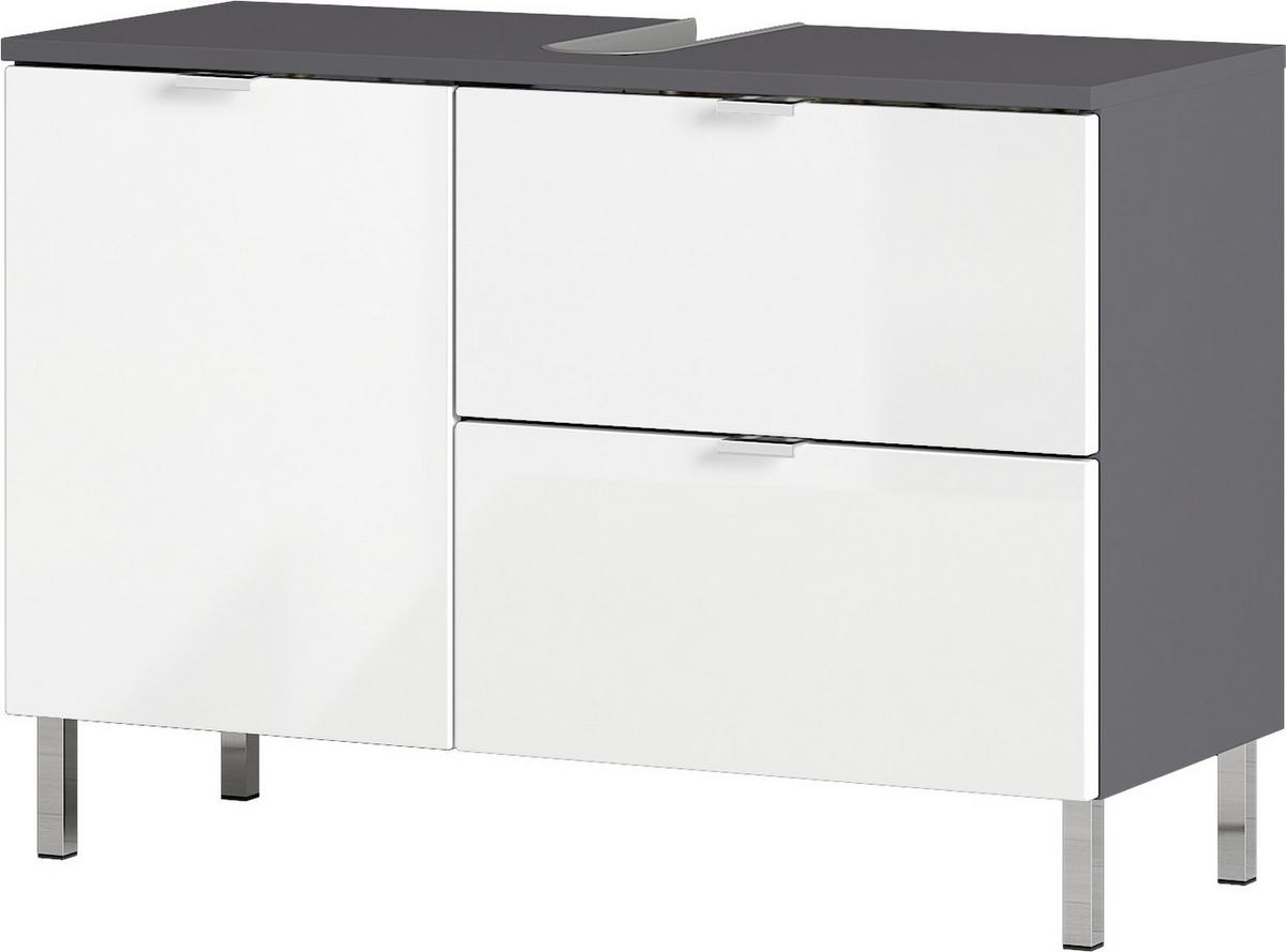 Waschbeckenunterschrank GW-Mau resa ca80x56x34cm Graphit/Weiß - Chromfarben/Graphitfarben, KONVENTIONELL, Holzwerkstoff/Metall (80/56/34cm) - Germania