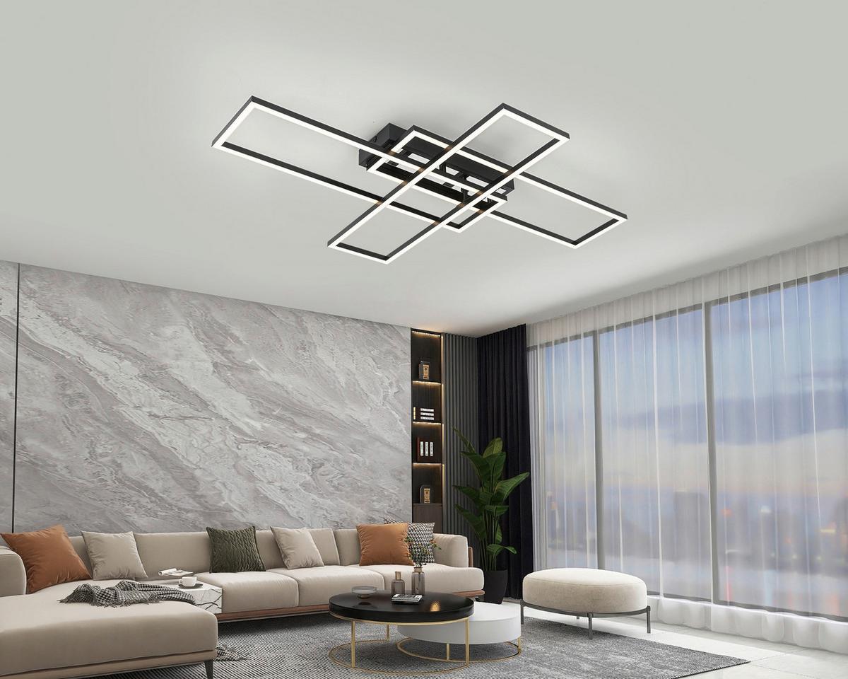 LAMPA SUFITOWA ELISE - czarny/kolor chromowy, Trend, tworzywo sztuczne/metal (82,5/55/8cm) - Novel