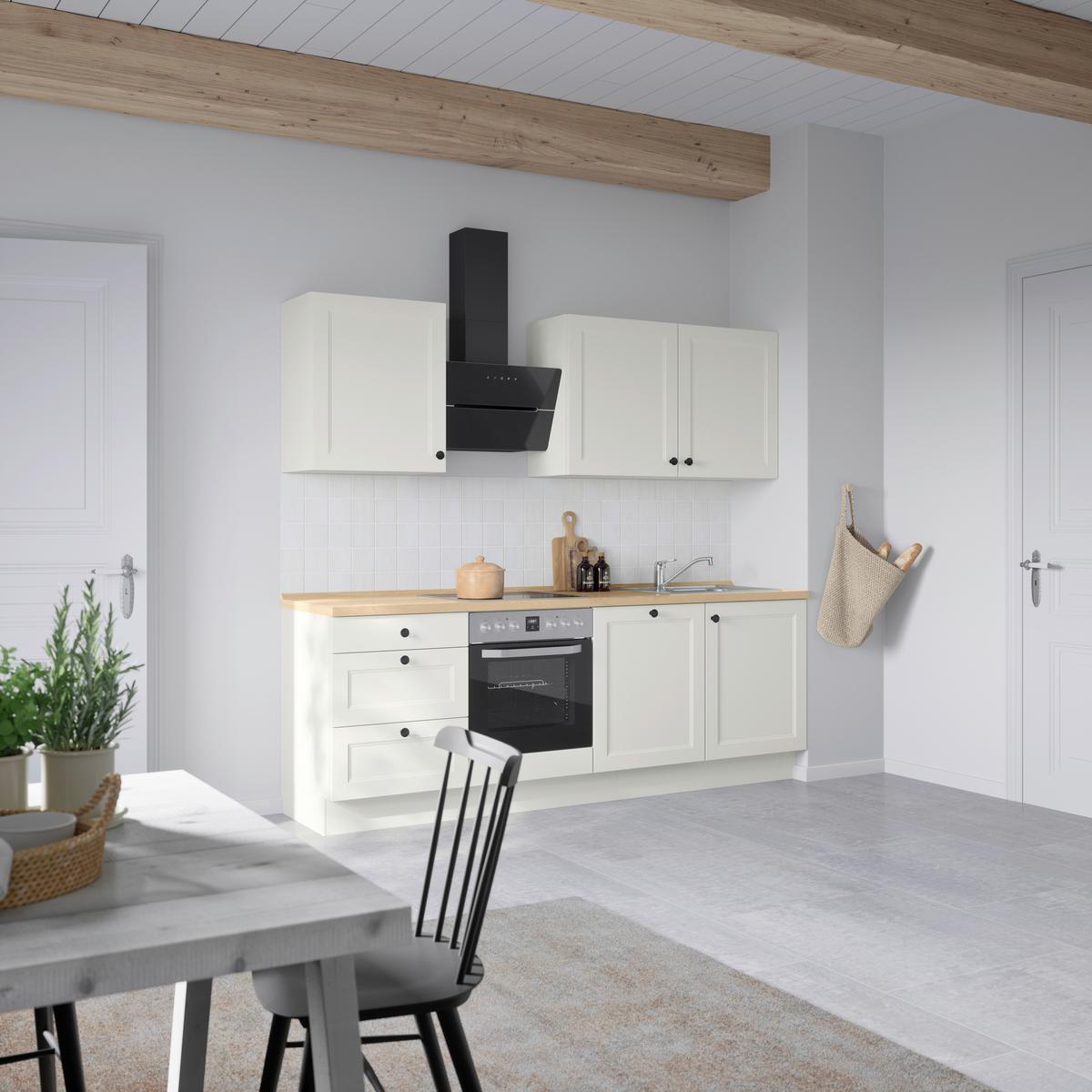 Küchenblock Cascada High m. Geräten Weiß - Eichefarben/Schwarz, MODERN, Holzwerkstoff/Metall (240cm) - Nobilia