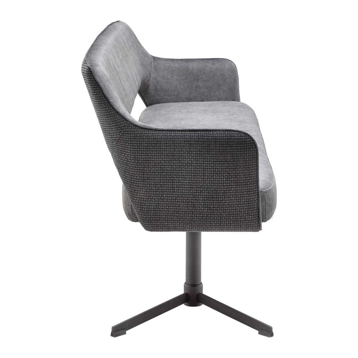 Sitbank Valletta Anthrazit/Schwarz - Anthrazit/Schwarz, MODERN, Textil/Metall (170/85/61cm) - Premium Living