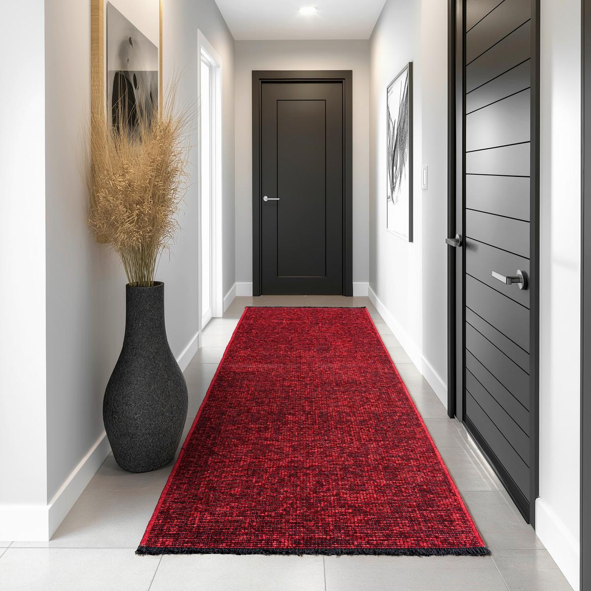 Ravno Tkana Preproga Space, Rdeča, 80x150cm - rdeča, Basics, tekstil (80/150cm) - Novel