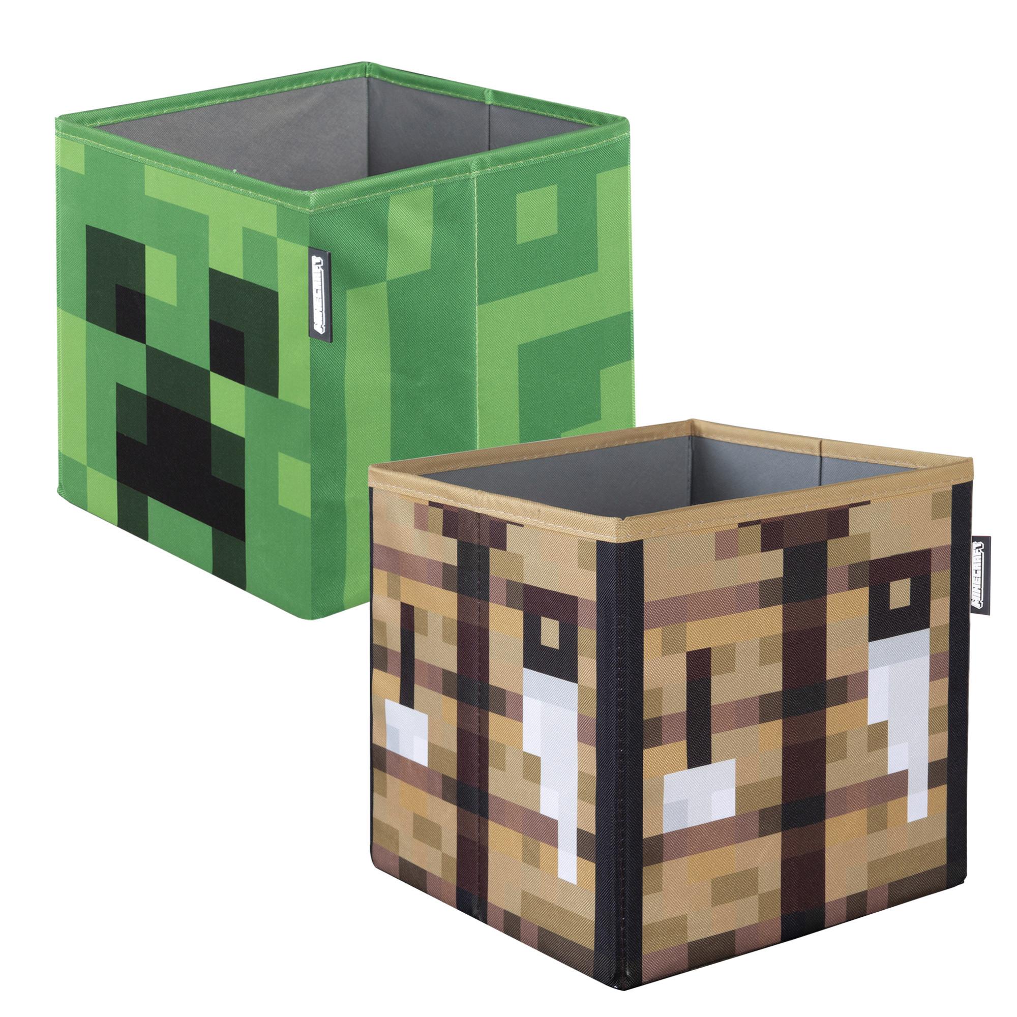Zložljiv Zaboj Minecraft, 2 Kos - črna/zelena, Moderno, tekstil (27/27/27cm) - Minecraft