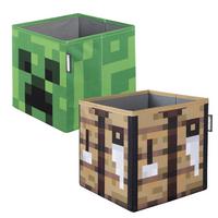 Zložljiv Zaboj Minecraft, 2 Kos - črna/zelena, Moderno, tekstil (27/27/27cm) - Minecraft