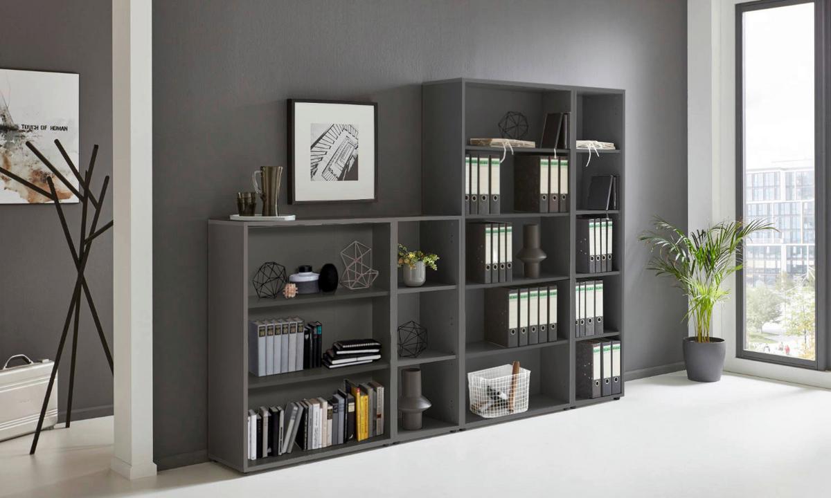 REGALSET OFFICE EDITION - RW SET 4 - Anthrazit, MODERN, Holzwerkstoff (257/185,6/33cm) - MID.YOU