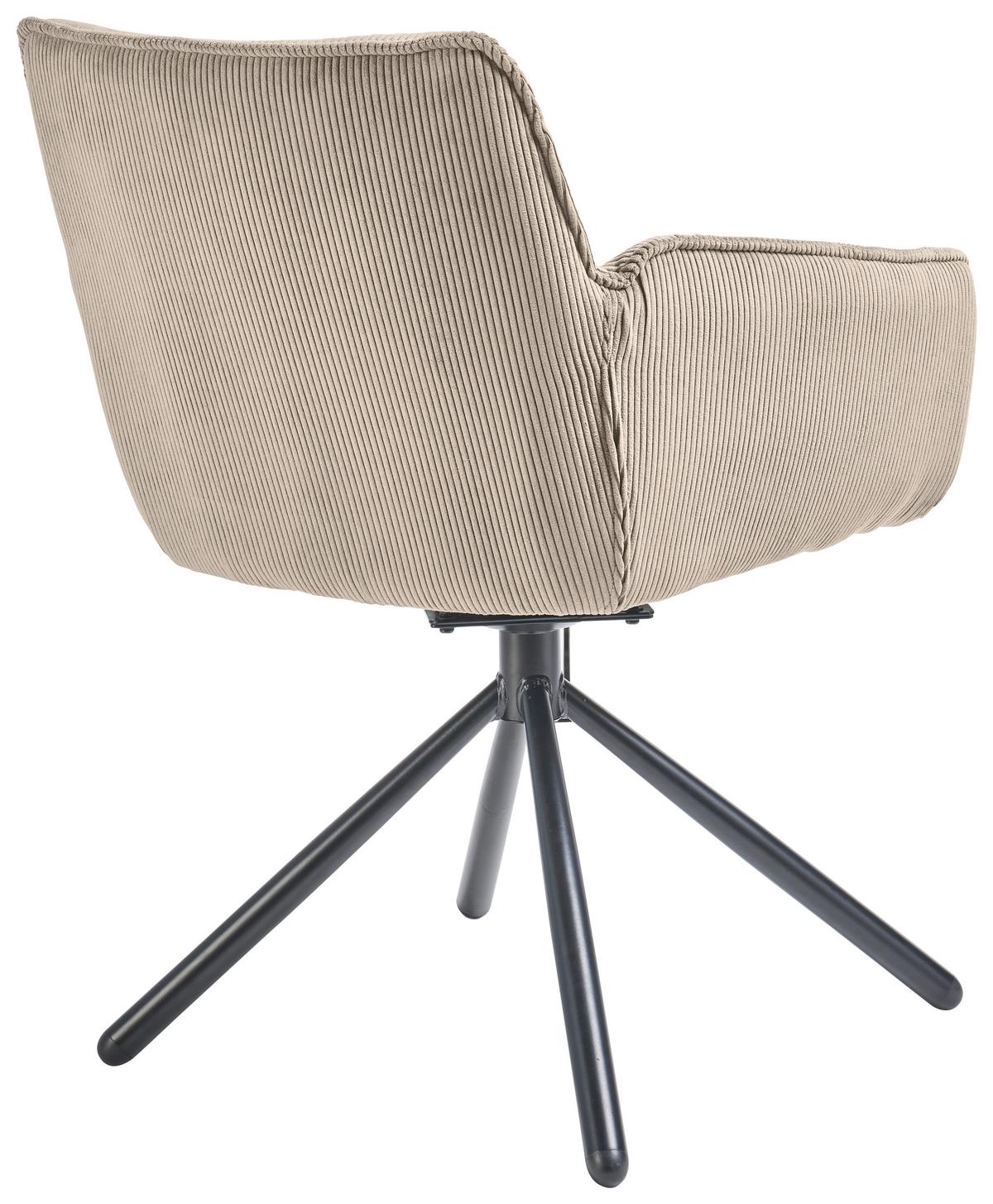 KRZESŁO Z PODŁOKIETNIKAMI FRISCO -MR- - écru/czarny, Design, metal/tkanina (60/84/65cm) - SetOne by Musterring