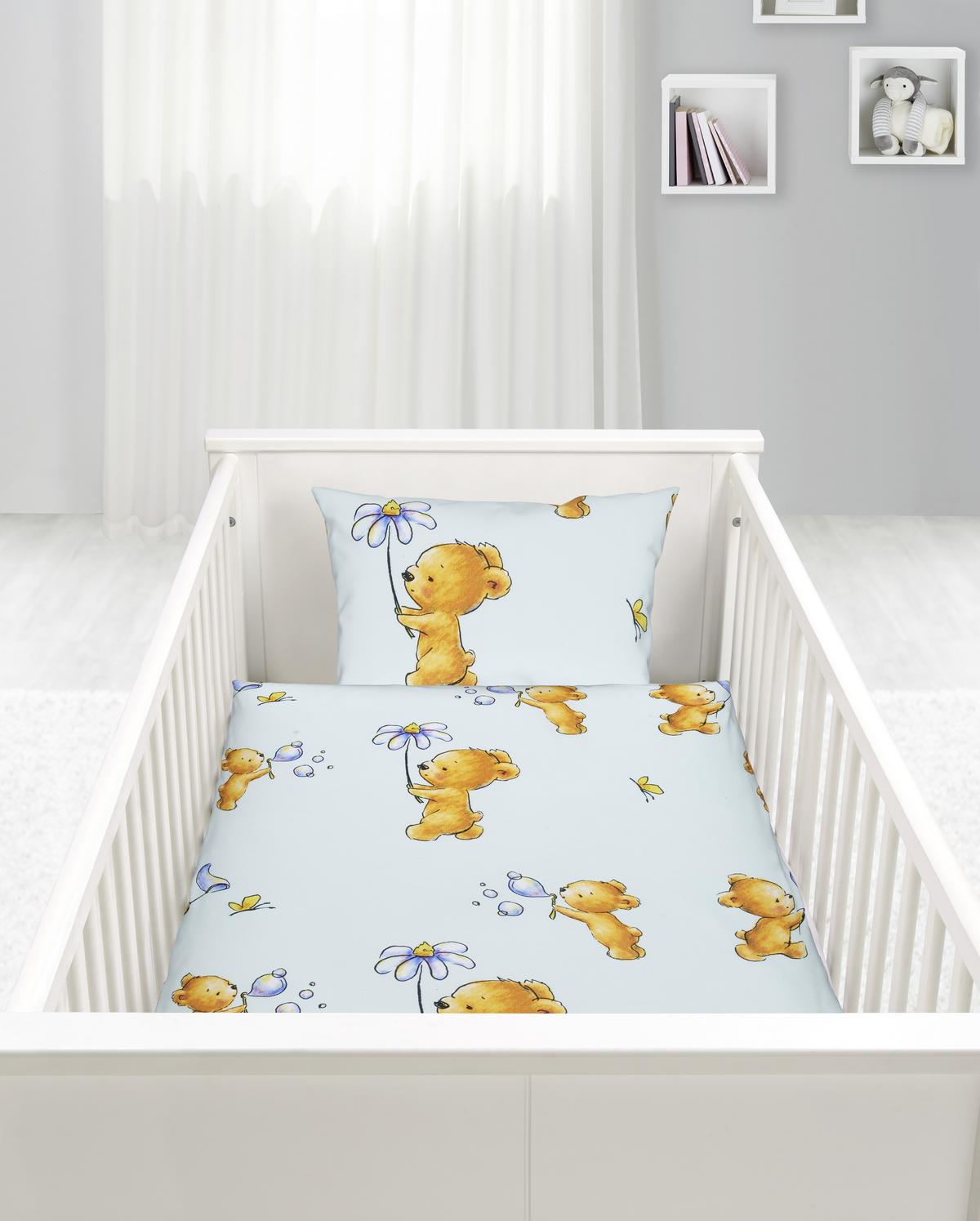 Kinderbettwäsche Bärli in diversen Farben - Rosa/Weiß, Textil (100/135cm) - Modern Living