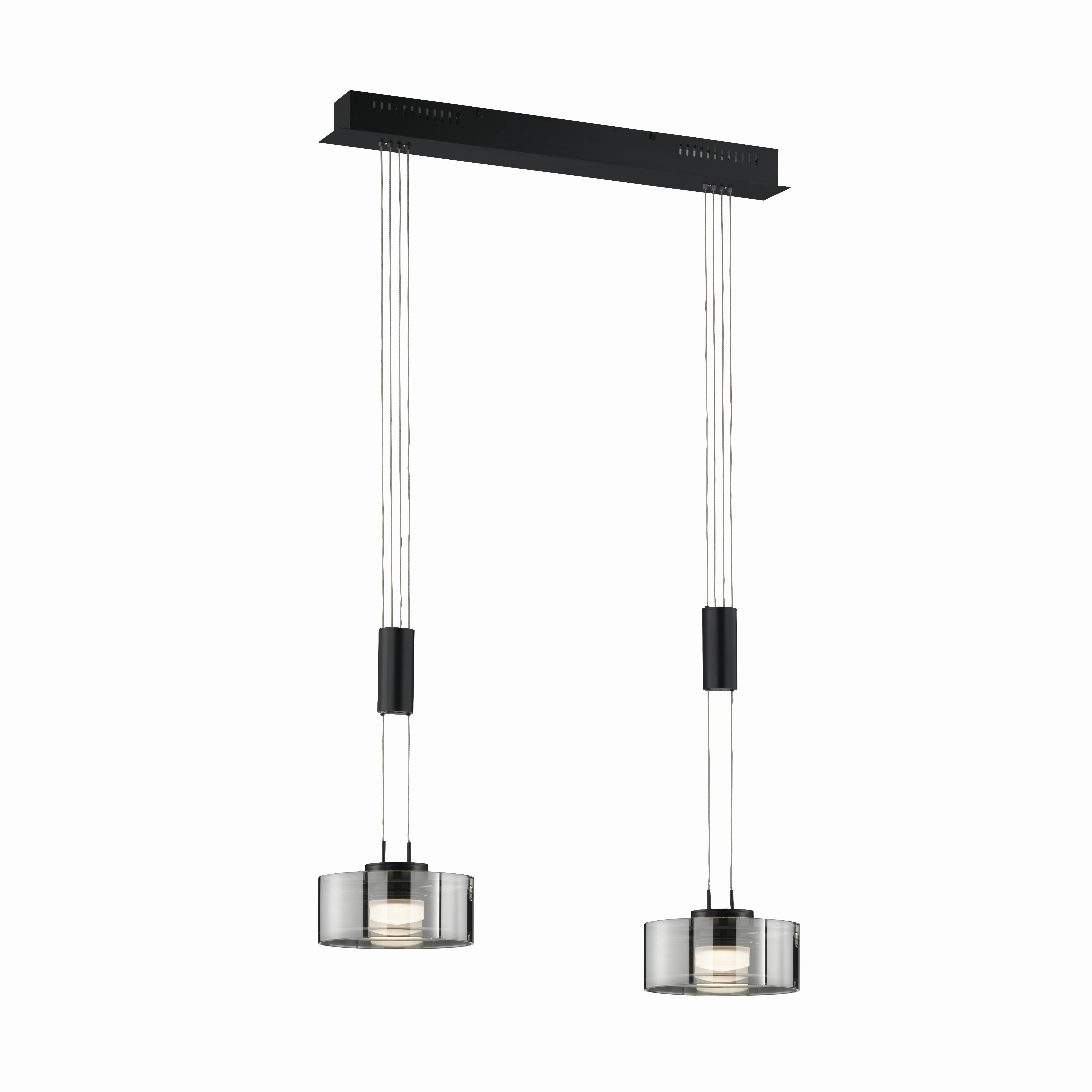 LED-Pendelleuchte Lavin Schwarz max. 9 Watt - Schwarz, Design, Glas/Metall (64/20/160cm) - Fischer & Honsel
