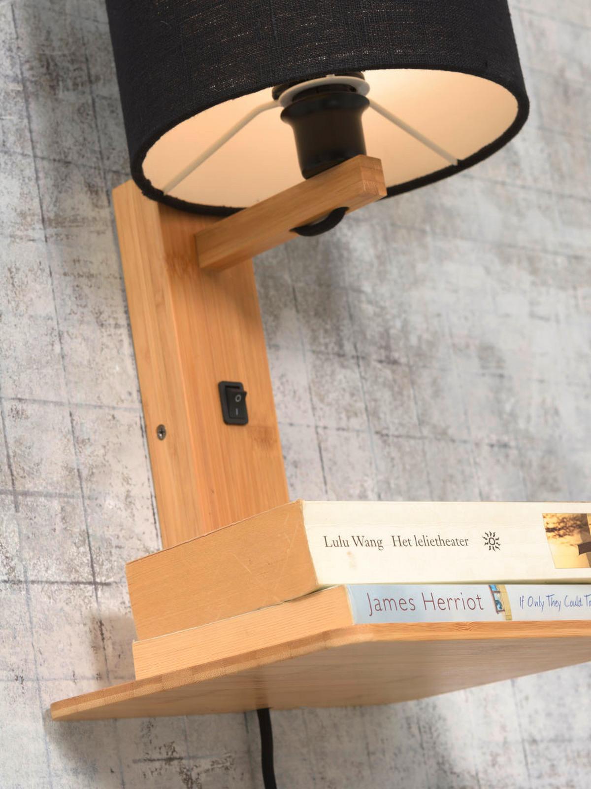 Stenska Svetilka Andes, Črna, Bambus - črna/naravne barve, Trend, tekstil/les (19/24/36cm) - Good & Mojo