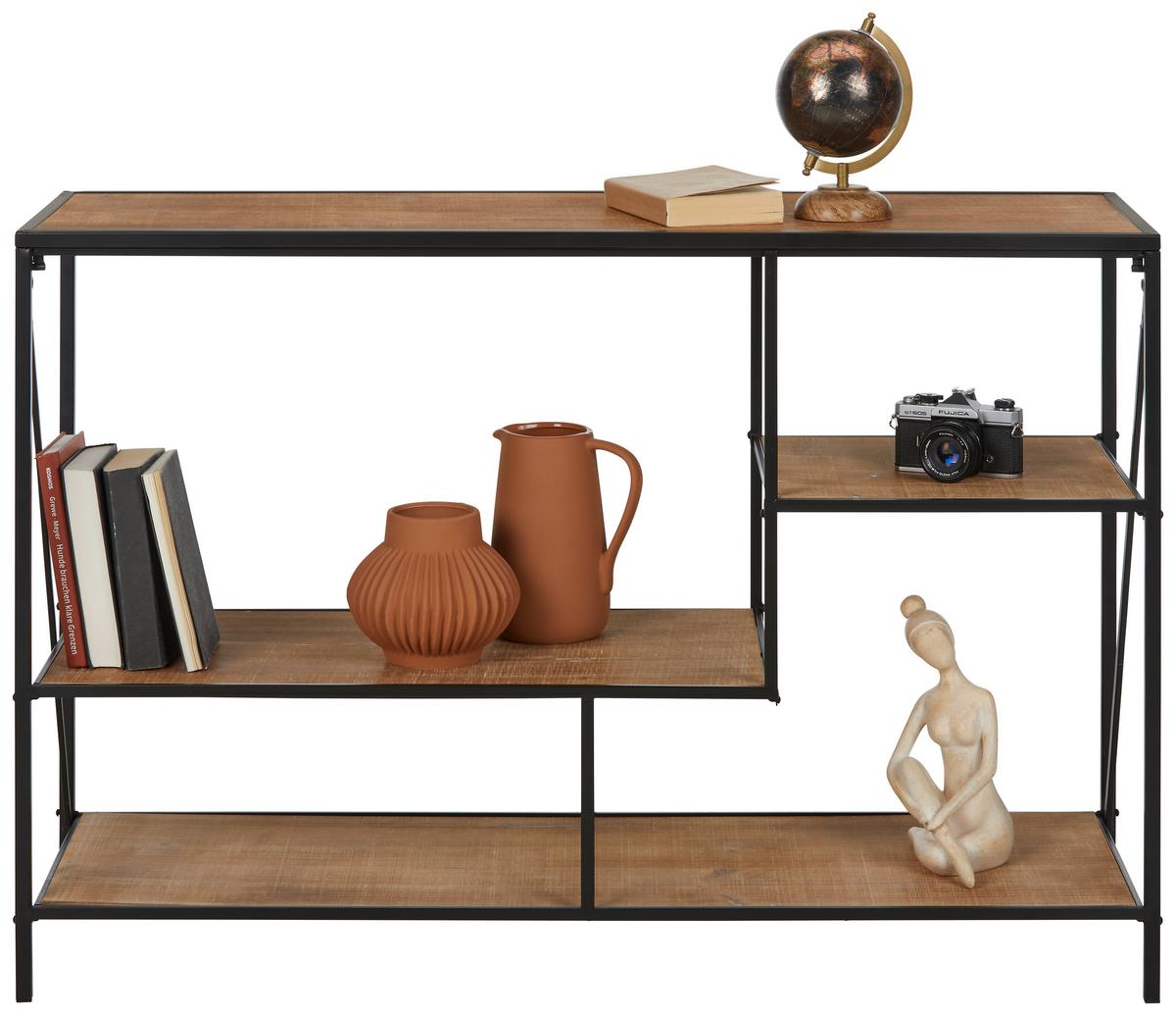 Regal in Naturfarben/Schwarz - Schwarz/Naturfarben, Modern, Holzwerkstoff/Metall (114/78/35cm) - Mömax