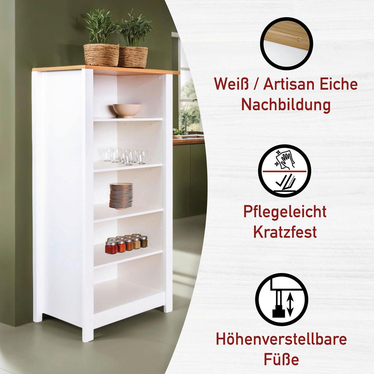 Küchenleerblock Bundle 9-Sorba o. Geräte Weiß - Silberfarben/Weiß, MODERN, Glas/Holzwerkstoff (430/227/60cm) - home24