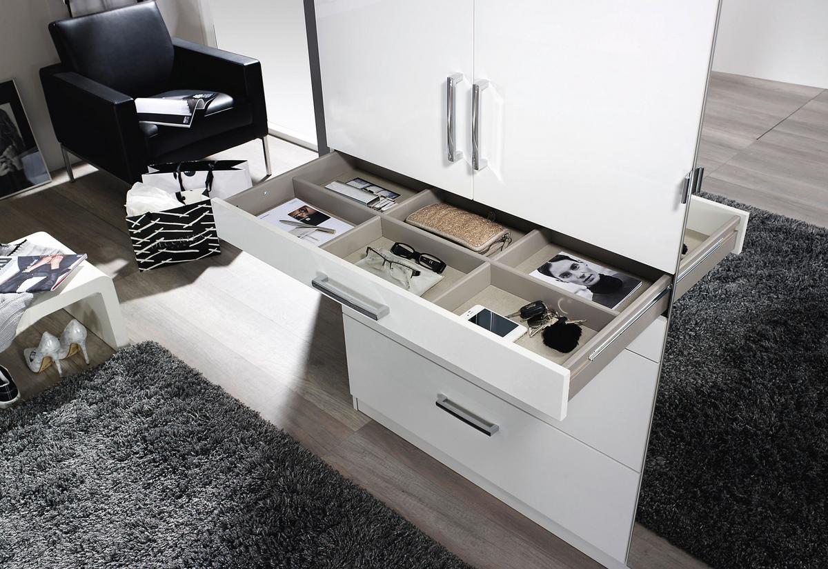 Drehtürenschrank in Weiss Hochglanz - Weiss/Alufarben, Modern, Holzwerkstoff/Kunststoff (181/197/54cm) - Mömax