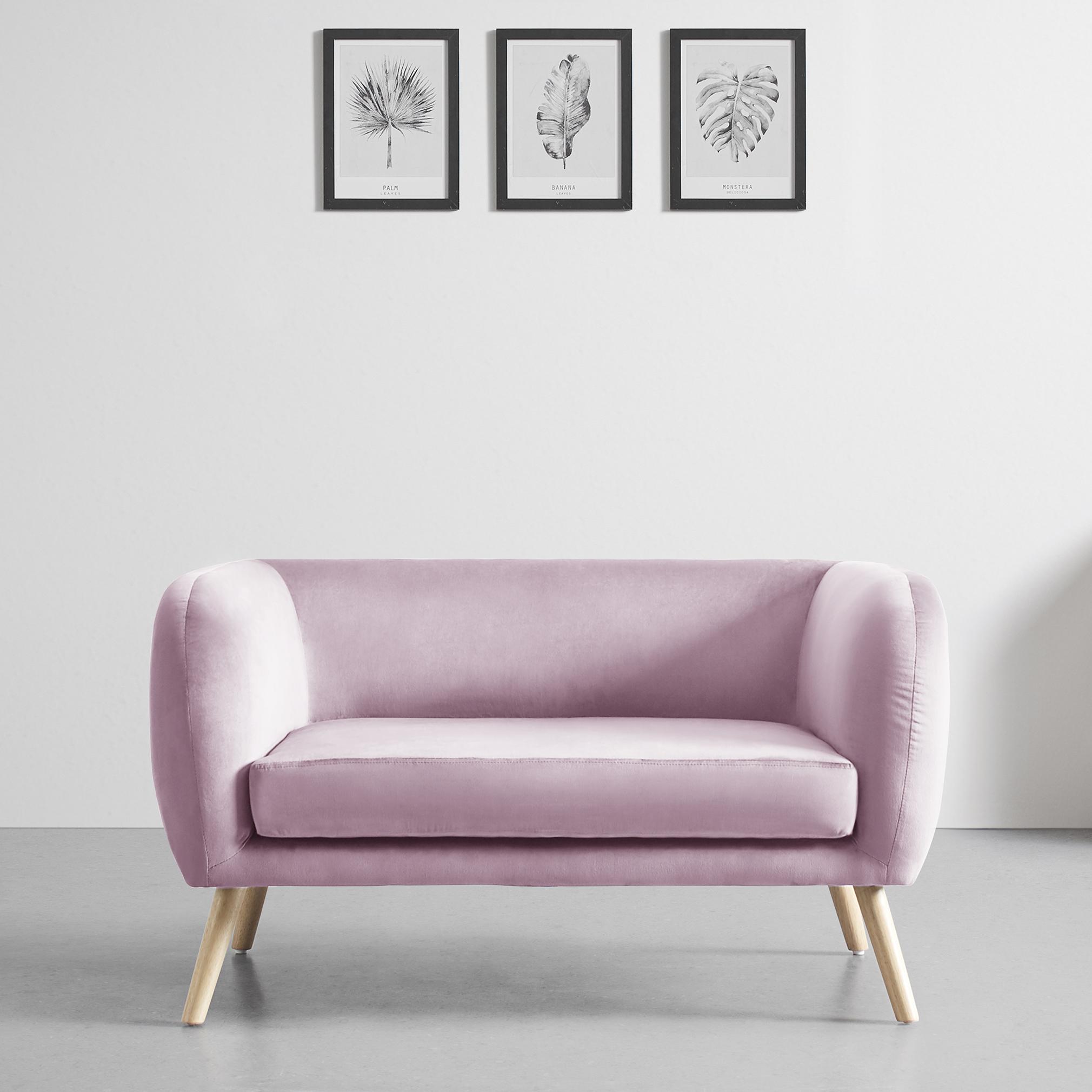 2-SITZER-SOFA in rosa "Bruno" - Eichefarben/Rosa, Modern, Holz/Textil (124/68/71cm) - Bessagi Home