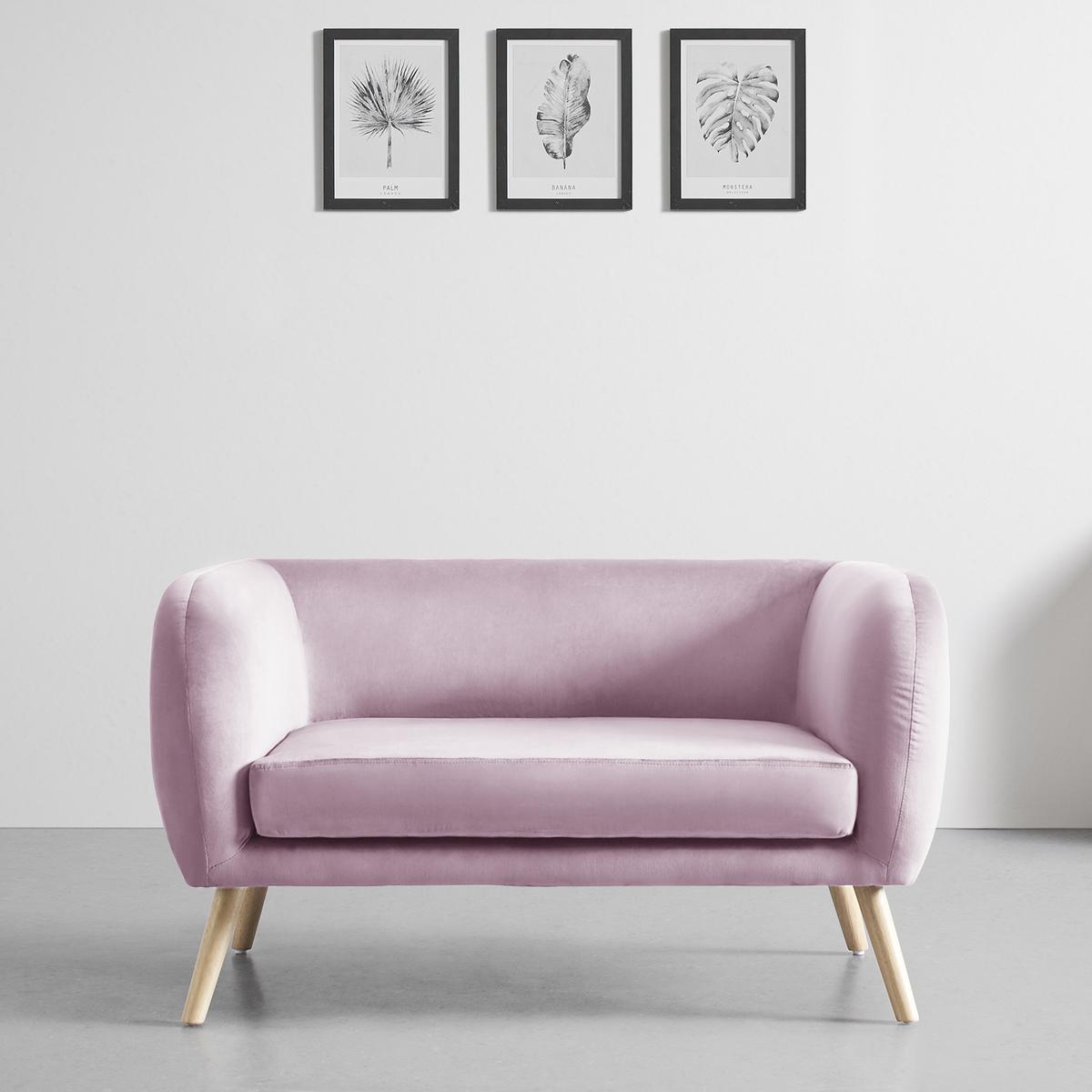 2-SITZER-SOFA in rosa "Bruno" - Eichefarben/Rosa, Modern, Holz/Textil (124/68/71cm) - Bessagi Home