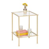 STOLIK BOCZNY FARO 2 - kolor złoty, Basics, metal/szkło (39/39/55cm)