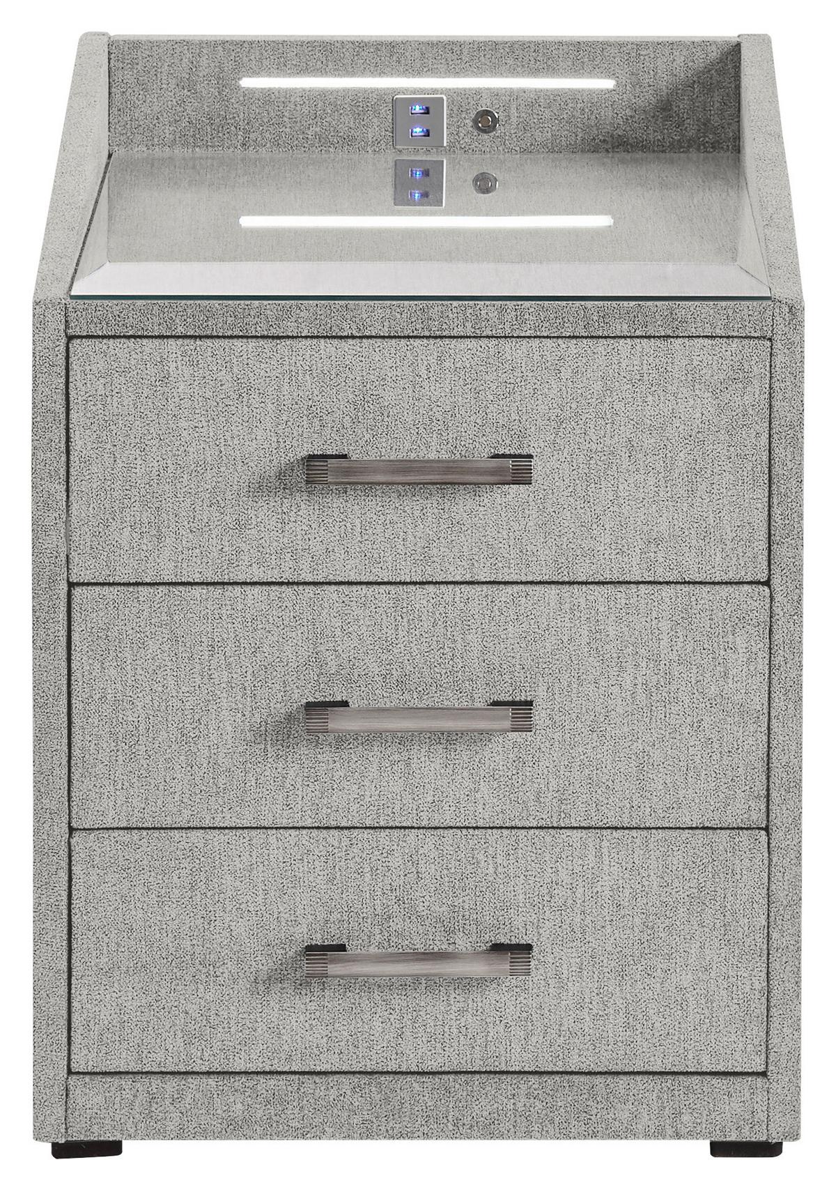 SZAFKA NOCNA MOON - kolor bagienny/kolor srebrny, Modern, materiał drewnopochodny/tworzywo sztuczne (47/61/46cm)