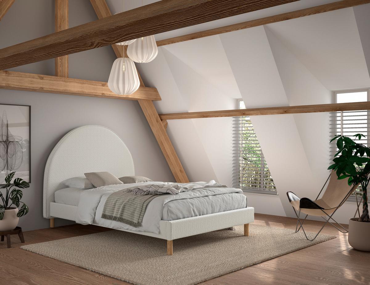 Kinder-/Juniorbett Moon ca. 140x200 cm Weiß - Naturfarben/Weiß, ROMANTIK / LANDHAUS, Holz/Textil (140/200cm) - MID.YOU