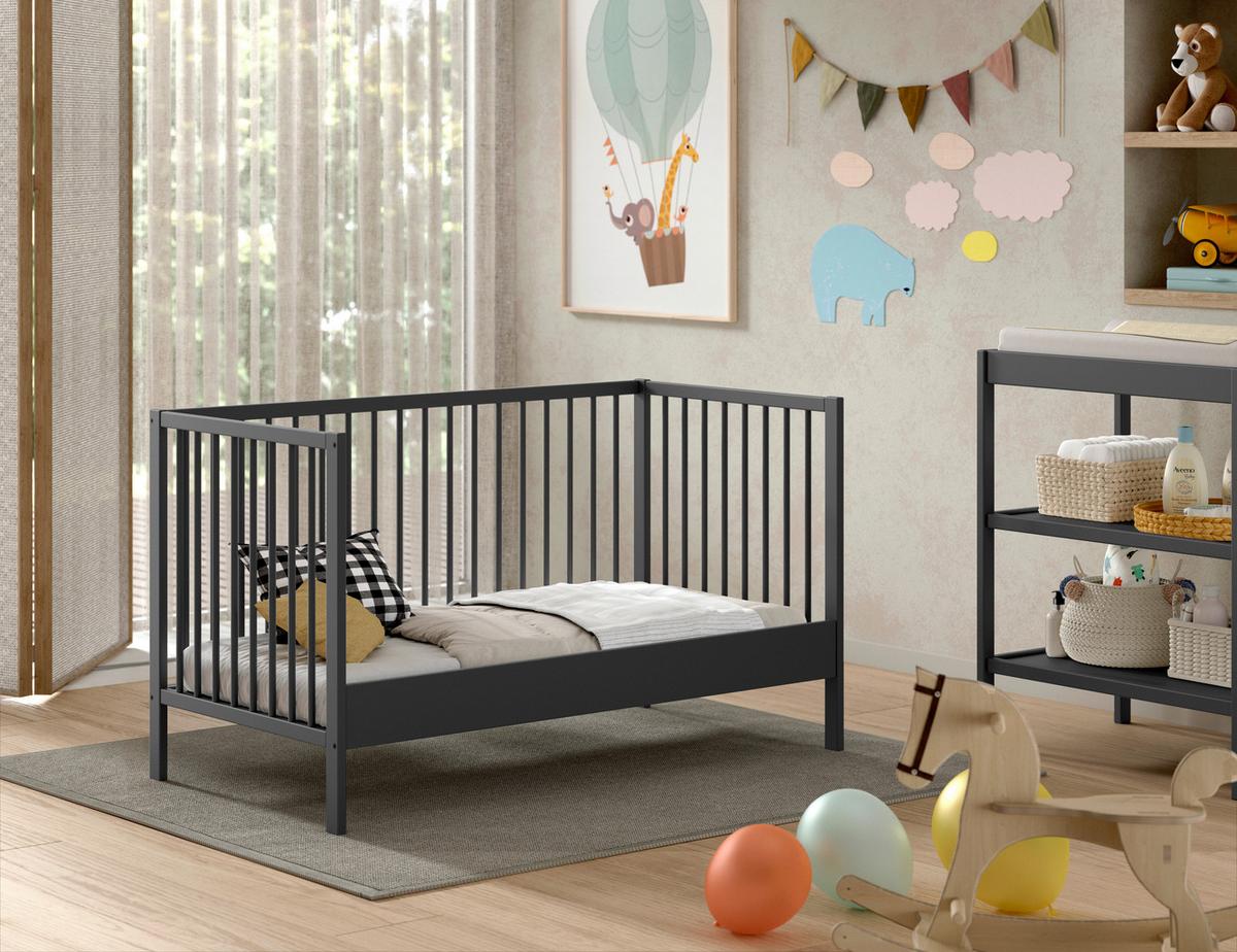 Kinder-/Juniorbett Dino ca. 70x140 cm Anthrazit - Anthrazit, MODERN, Holz (70/140cm) - MID.YOU