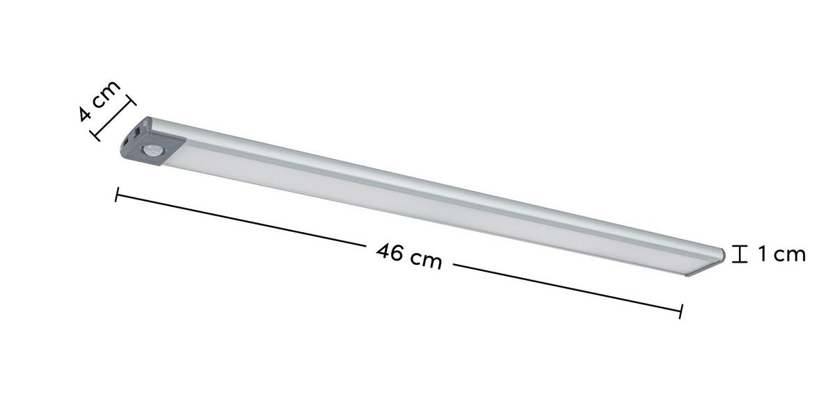 Unterbauleuchte Unti max. 4,5 Watt - Silberfarben/Grau, MODERN, Kunststoff/Metall (46/4/1cm) - Mömax