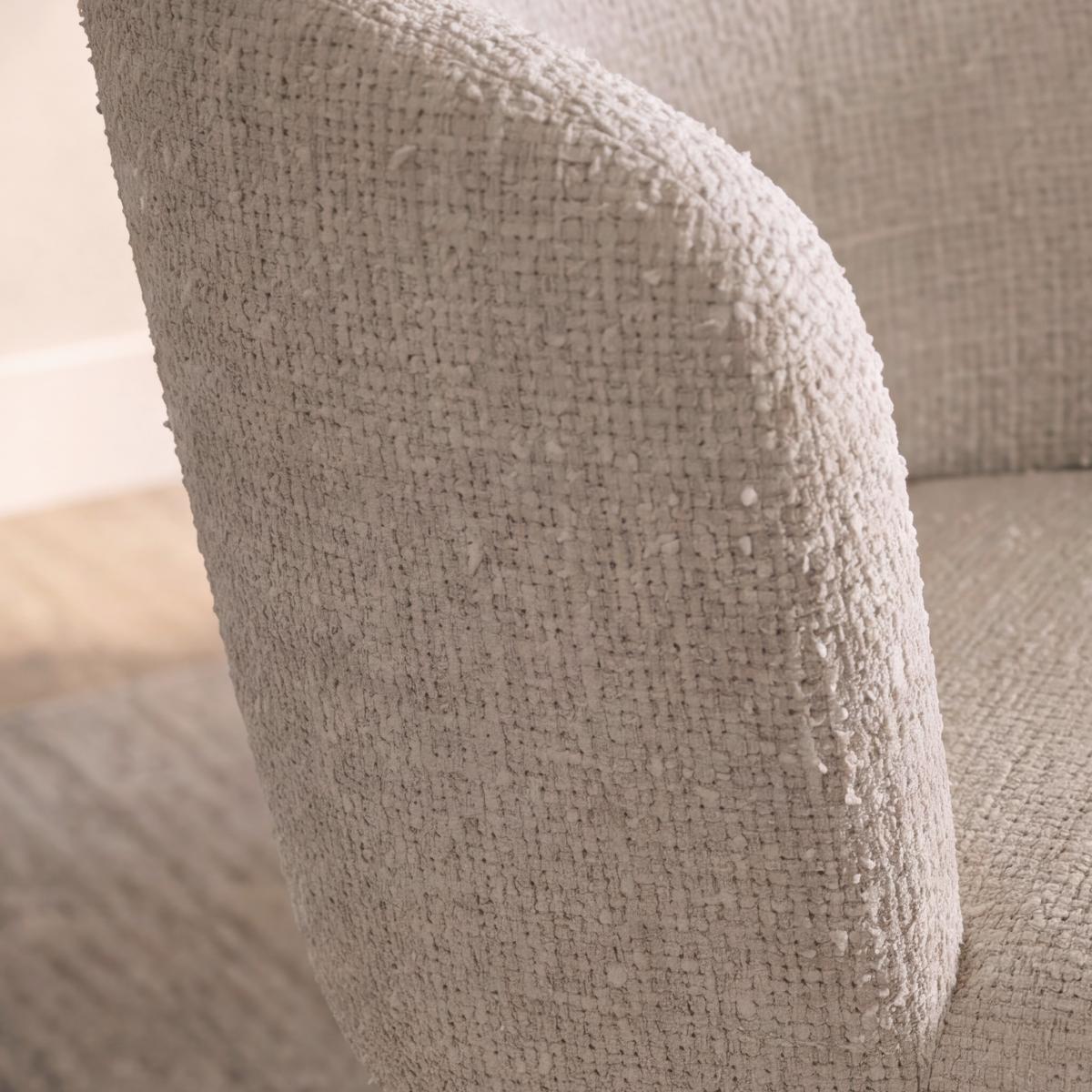 Armlehnstuhl Maylea Creme Webstoff Gepolstert - Creme, MODERN, Holz/Textil (61/60,5/81cm) - Bessagi Home
