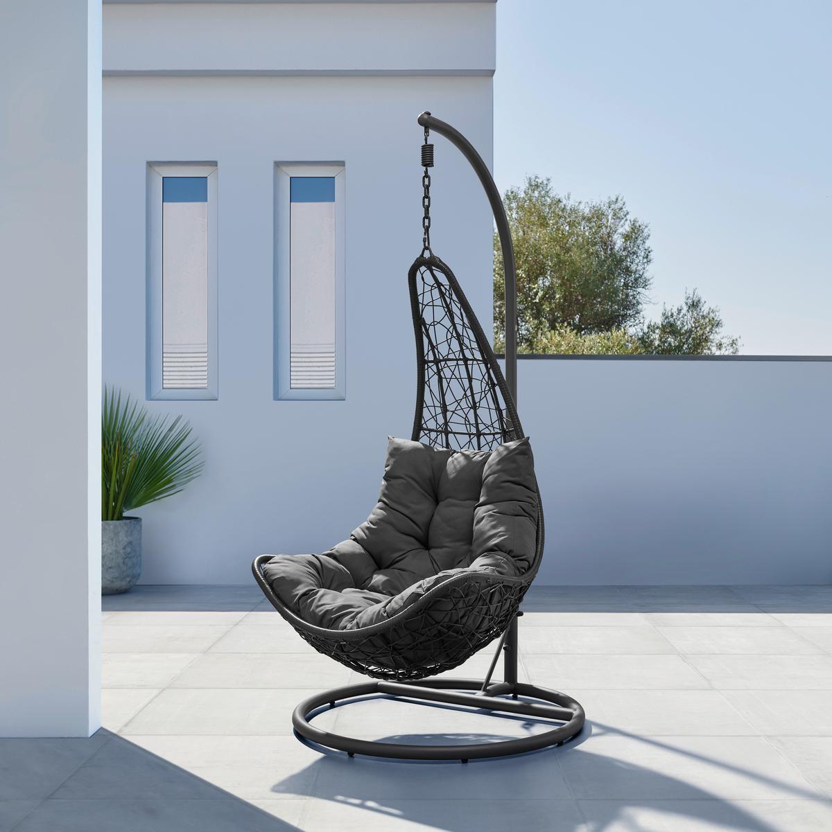 Függőfotel Rosi - sötétszürke, Modern, műanyag/textil (95/196/96cm) - Bessagi Garden