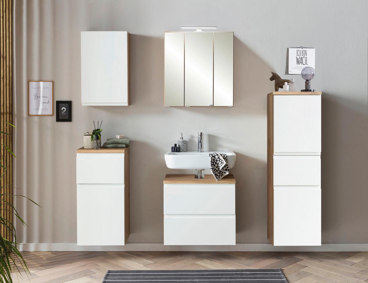 Spiegelschrank Varese ca. 60x64 cm Wotaneiche Dekor - Edelstahlfarben/Eiche Wotan, MODERN, Glas/Holzwerkstoff (60/64/20cm) - Held